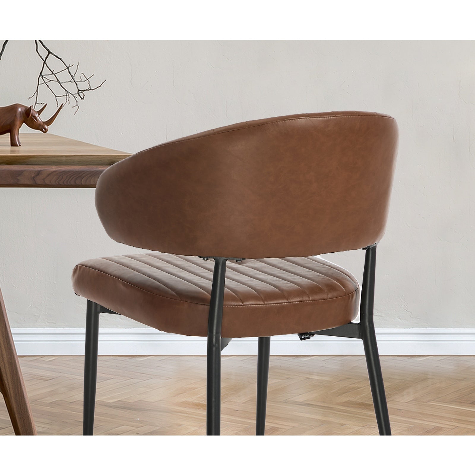 Oikiture 2x PU Leather Dining Chair Kitchen Padded Seat Brown - Sunyee