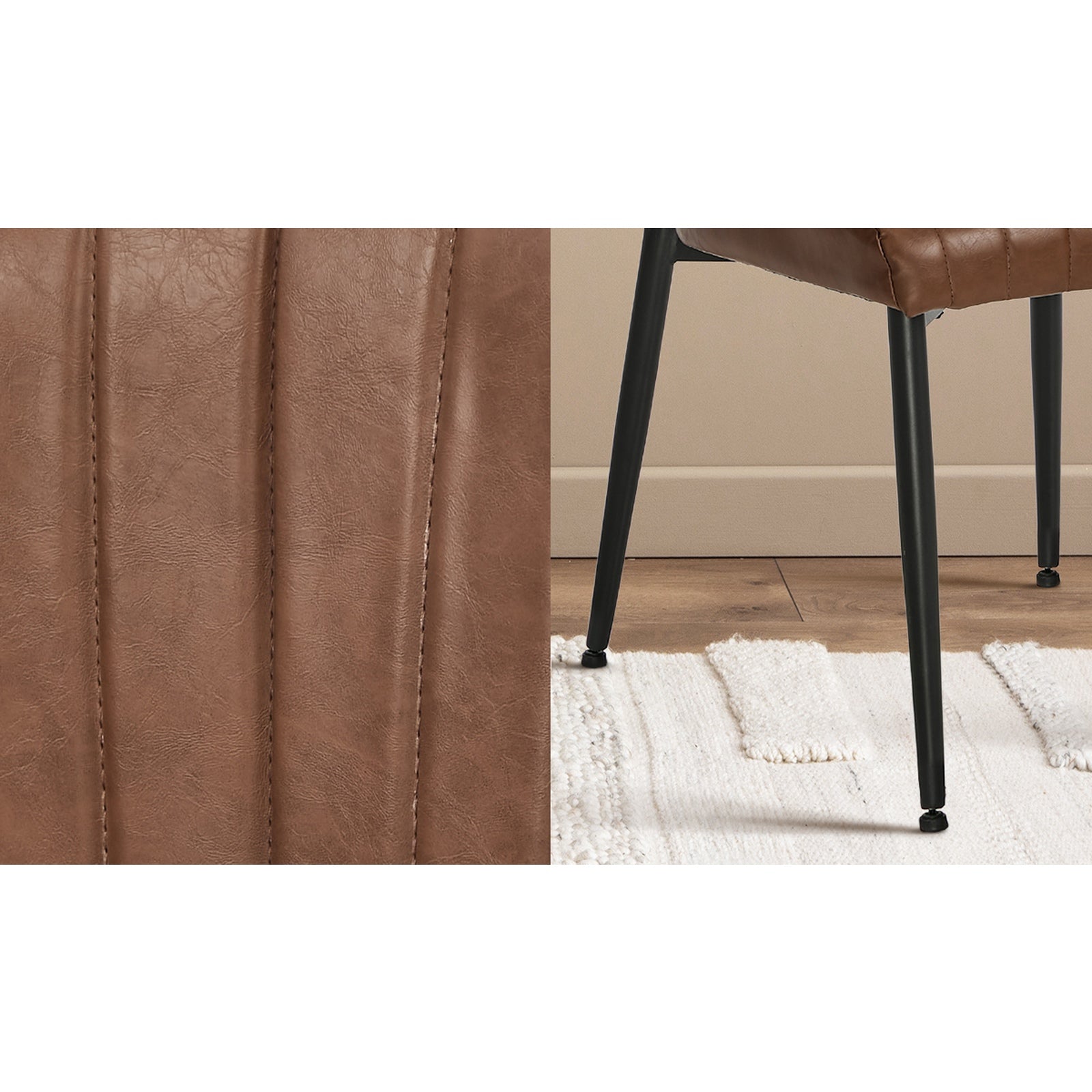 Oikiture 2x PU Leather Dining Chair Kitchen Padded Seat - Sunyee