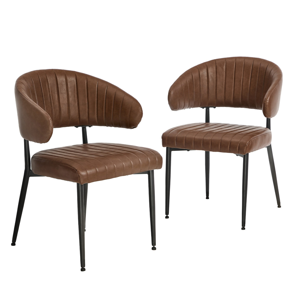 Oikiture 2x PU Leather Dining Chair Kitchen Padded Seat