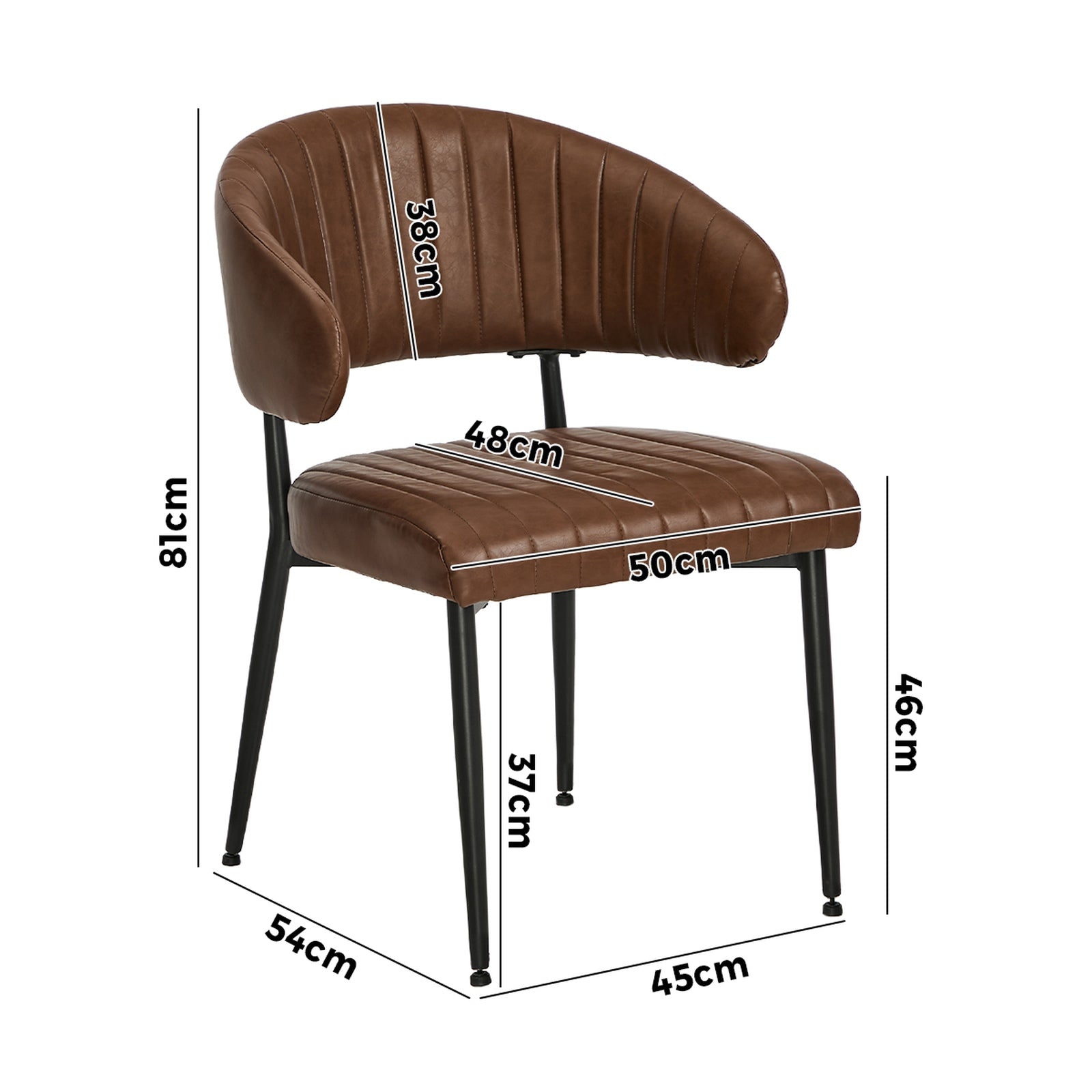 Oikiture 8x PU Leather Dining Chair Kitchen Padded Seat Brown - Sunyee