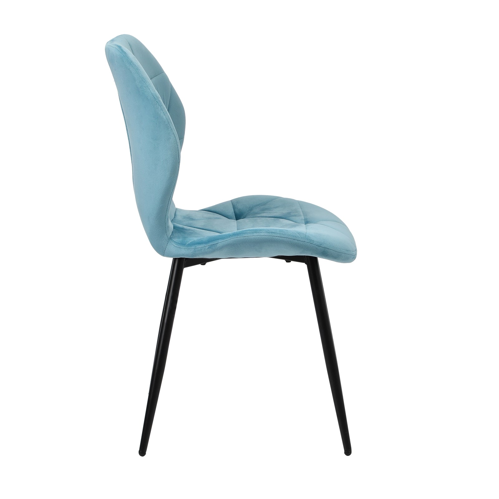 Oikiture Dining Chairs Kitchen Chair Padded Seat High Back Velvet Blue - Sunyee