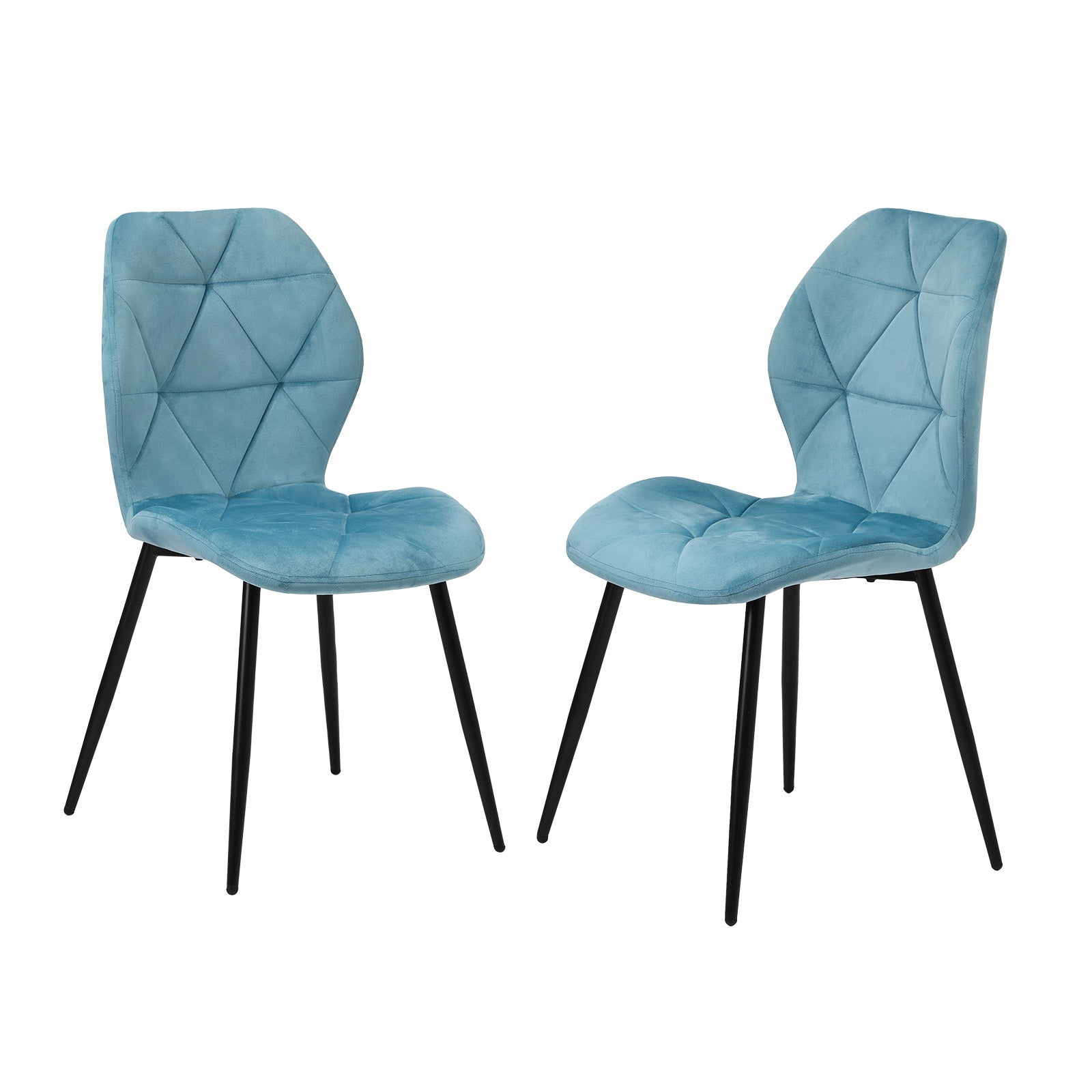 Oikiture Dining Chairs Kitchen Chair Padded Seat High Back Velvet Blue - Sunyee