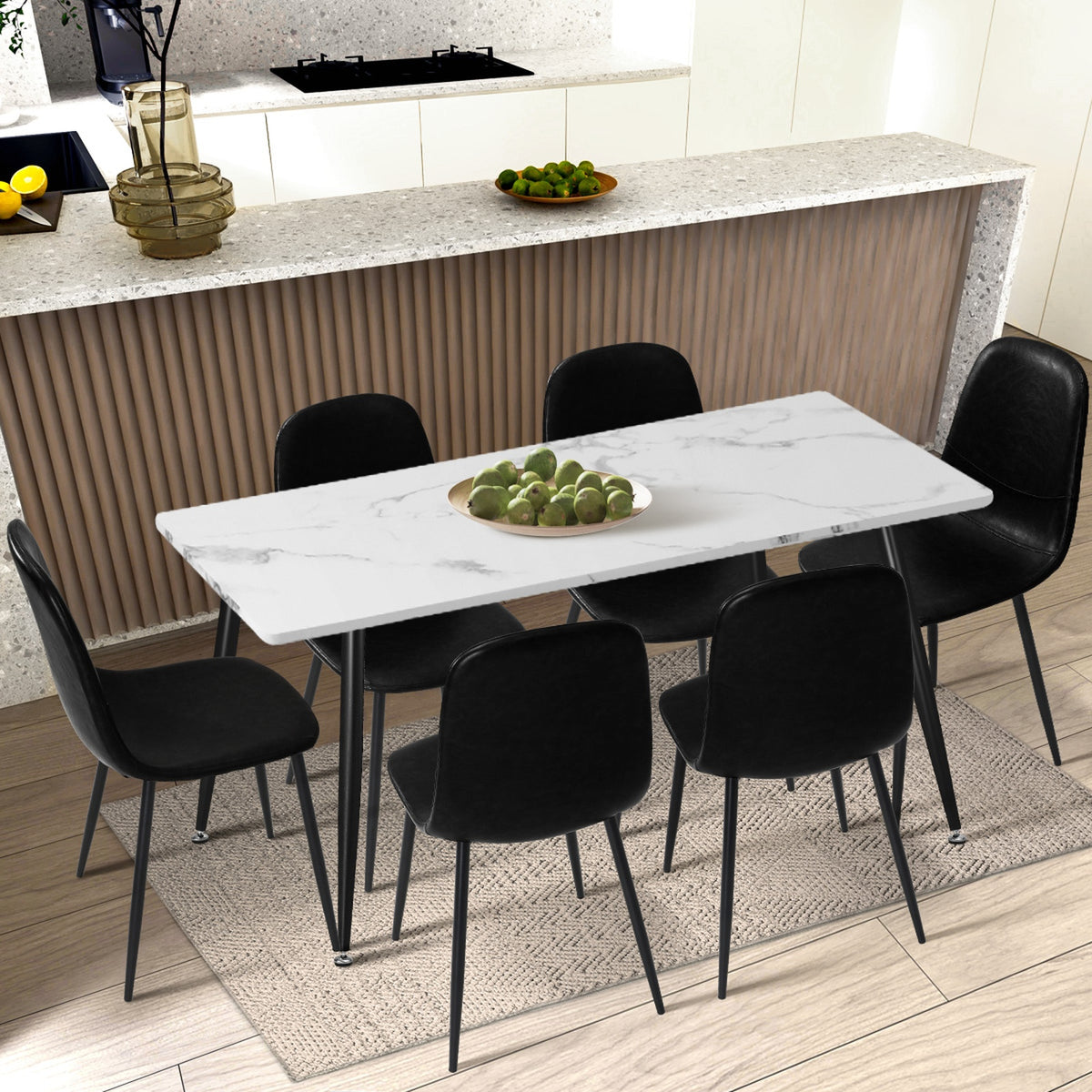 Oikiture 2x Dining Chairs Kitchen Accent Chair Lounge Room PU Leather Black - Sunyee