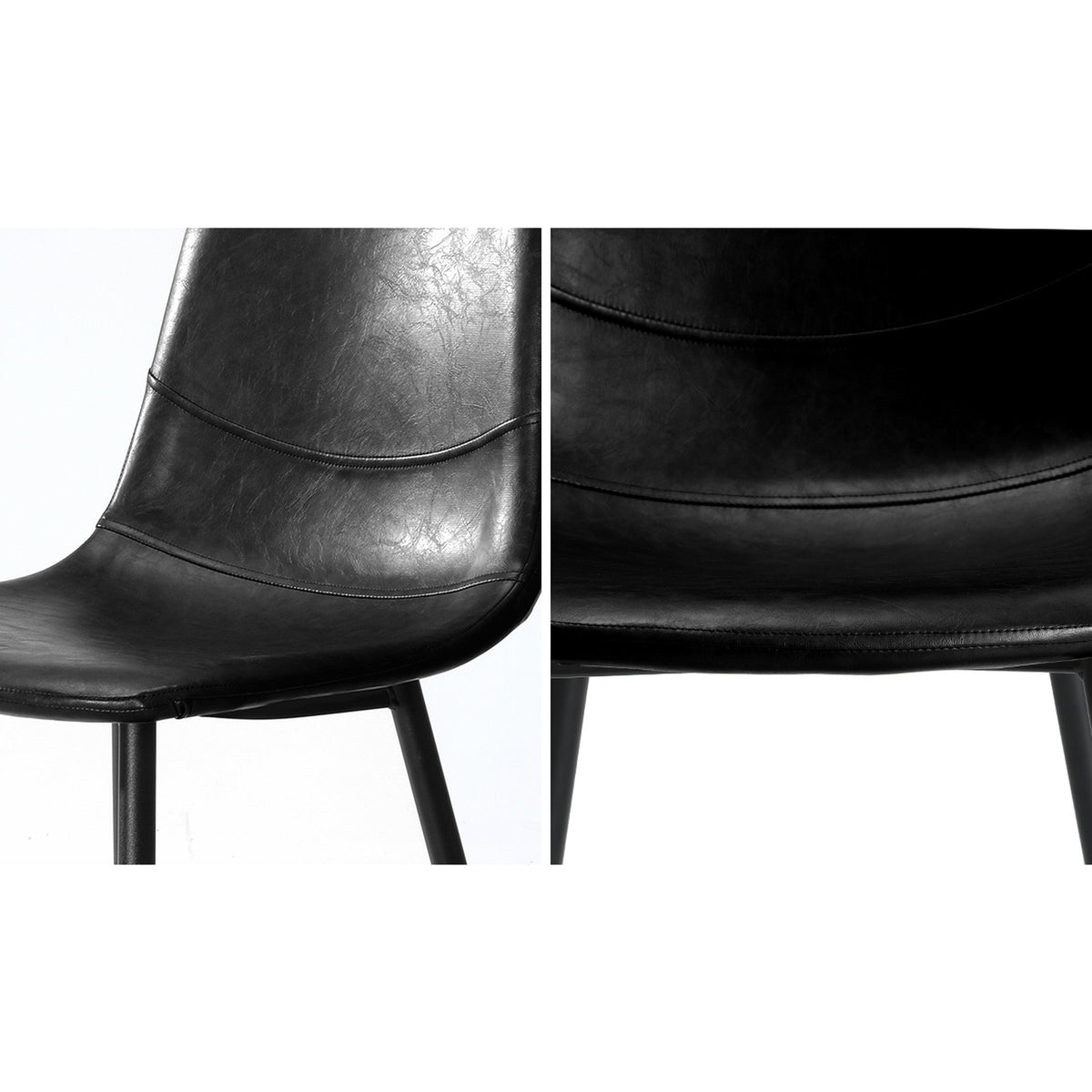 Oikiture 2x Dining Chairs Kitchen Accent Chair Lounge Room PU Leather Black - Sunyee