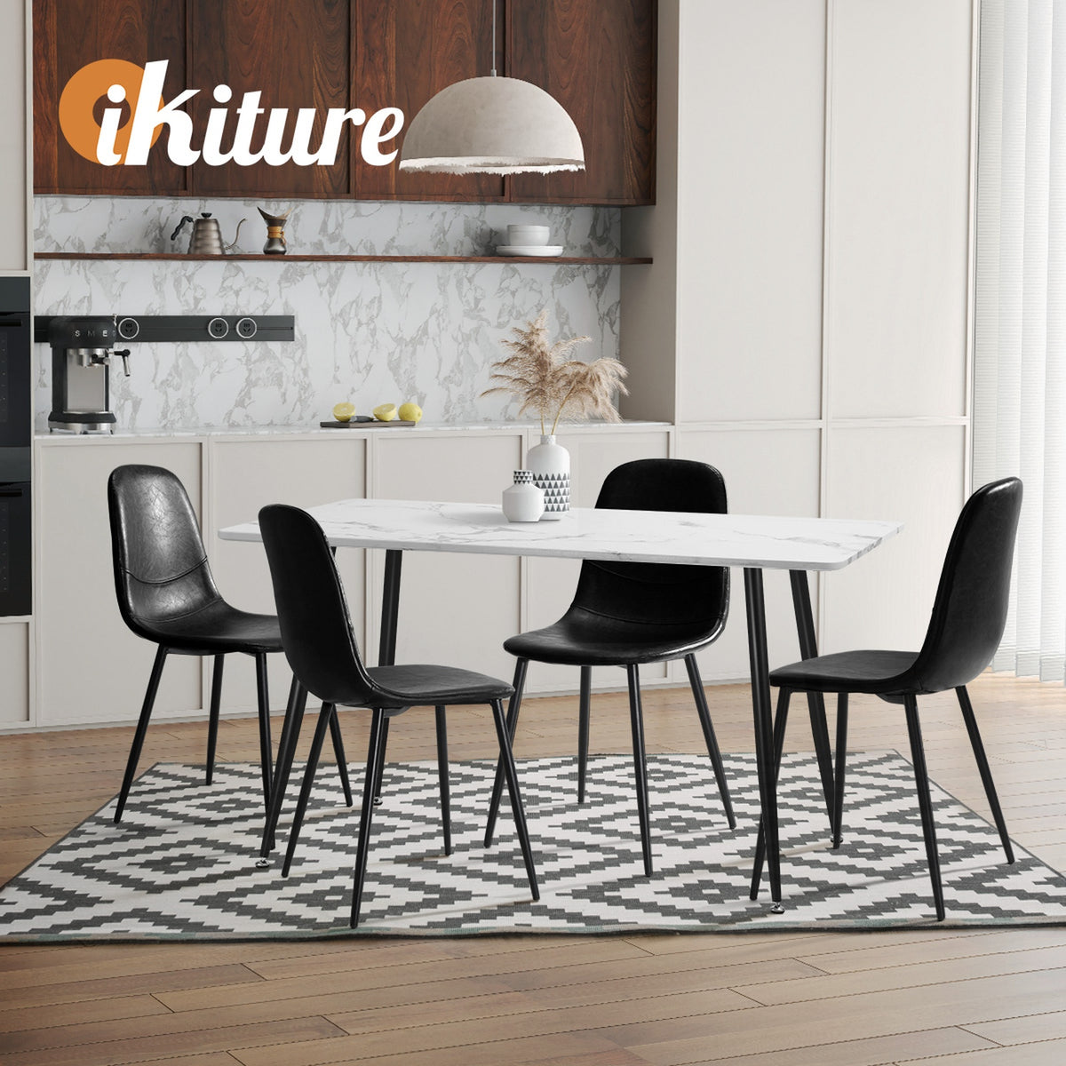 Oikiture 2x Dining Chairs Kitchen Accent Chair Lounge Room PU Leather Black - Sunyee