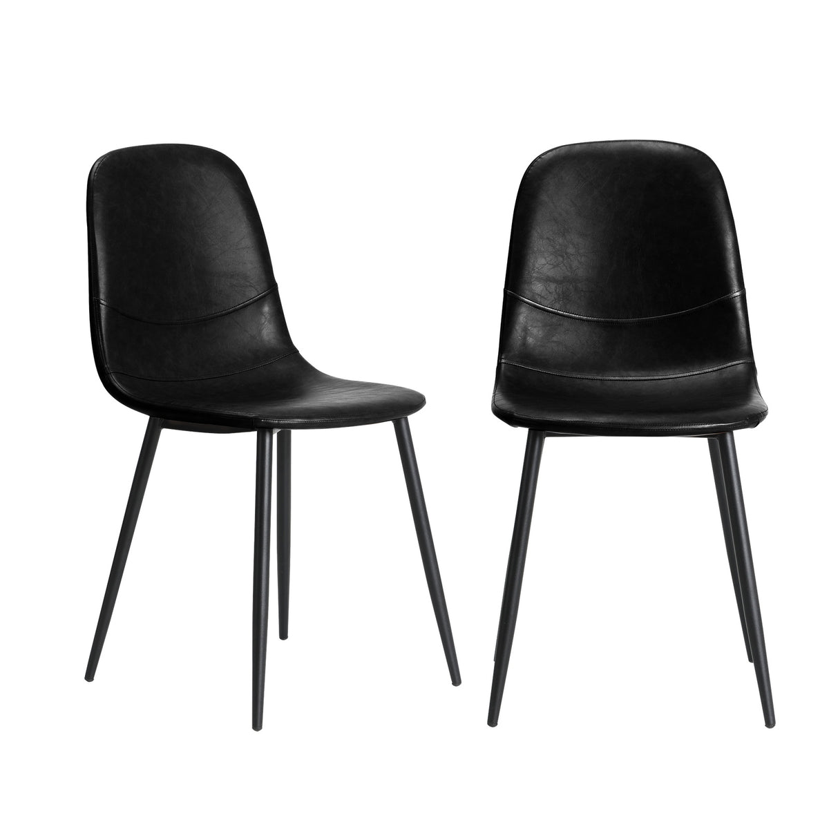 Oikiture 2x Dining Chairs Kitchen Accent Chair Lounge Room PU Leather Black - Sunyee