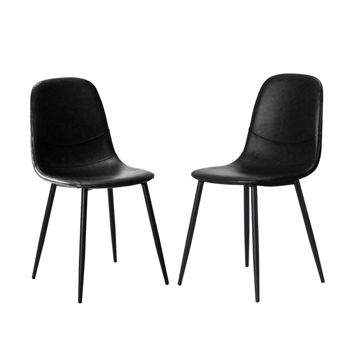 Oikiture 2x Dining Chairs Kitchen Accent Chair Lounge Room PU Leather Black - Sunyee
