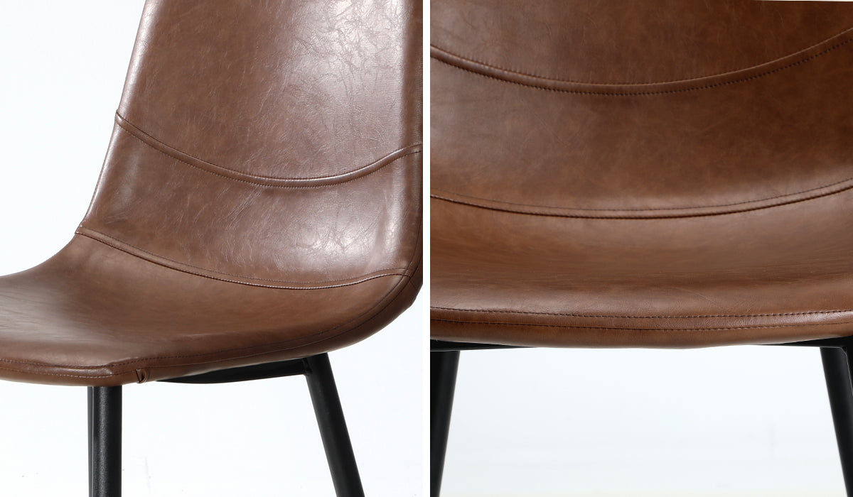 Oikiture 2x Dining Chairs Kitchen Accent Chair Lounge Room PU Leather Brown - Sunyee