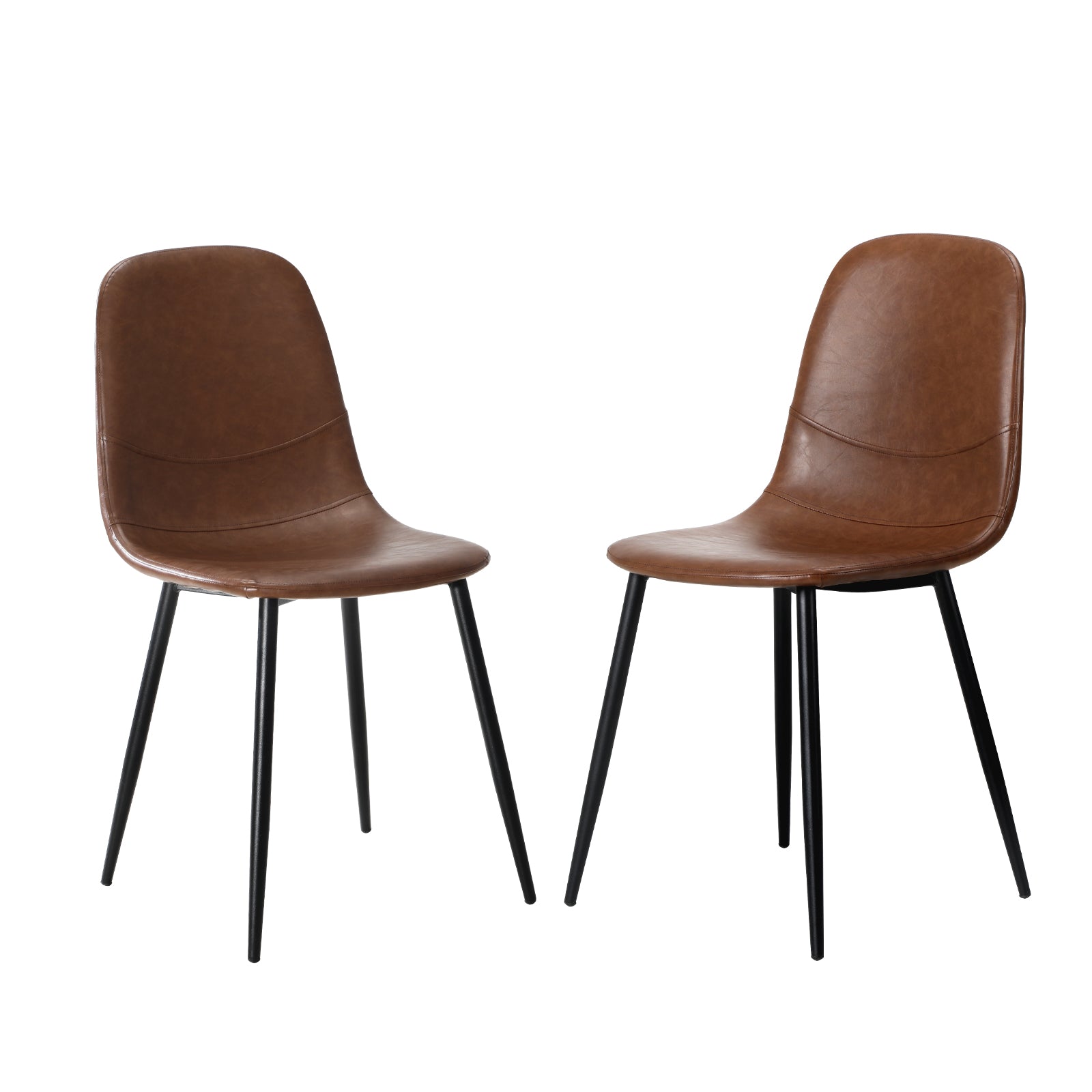 Oikiture 2x Dining Chairs Kitchen Accent Chair Lounge Room PU Leather Brown - Sunyee