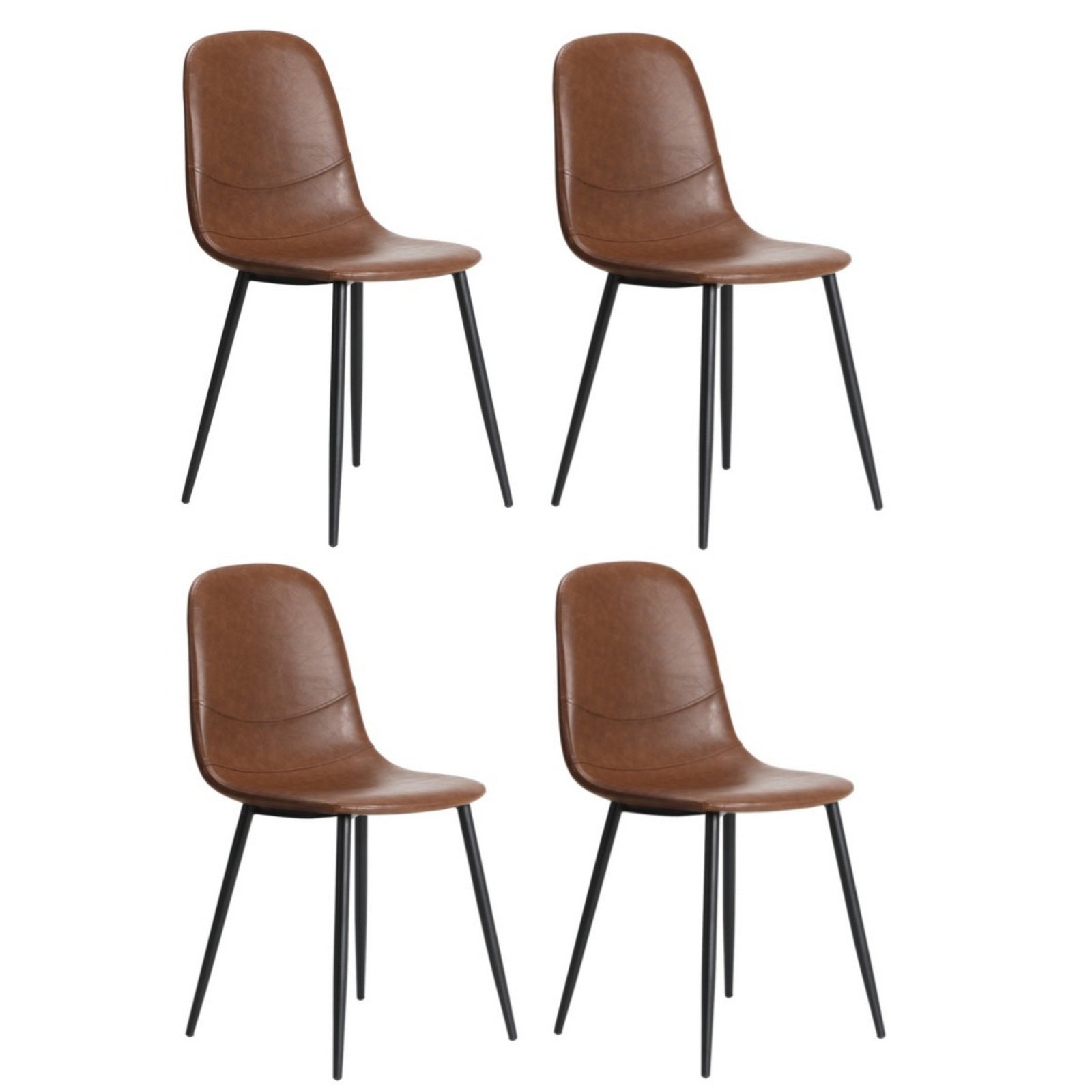 Oikiture Dining Chairs Kitchen Accent Chair Lounge Room PU Leather Brown - Sunyee