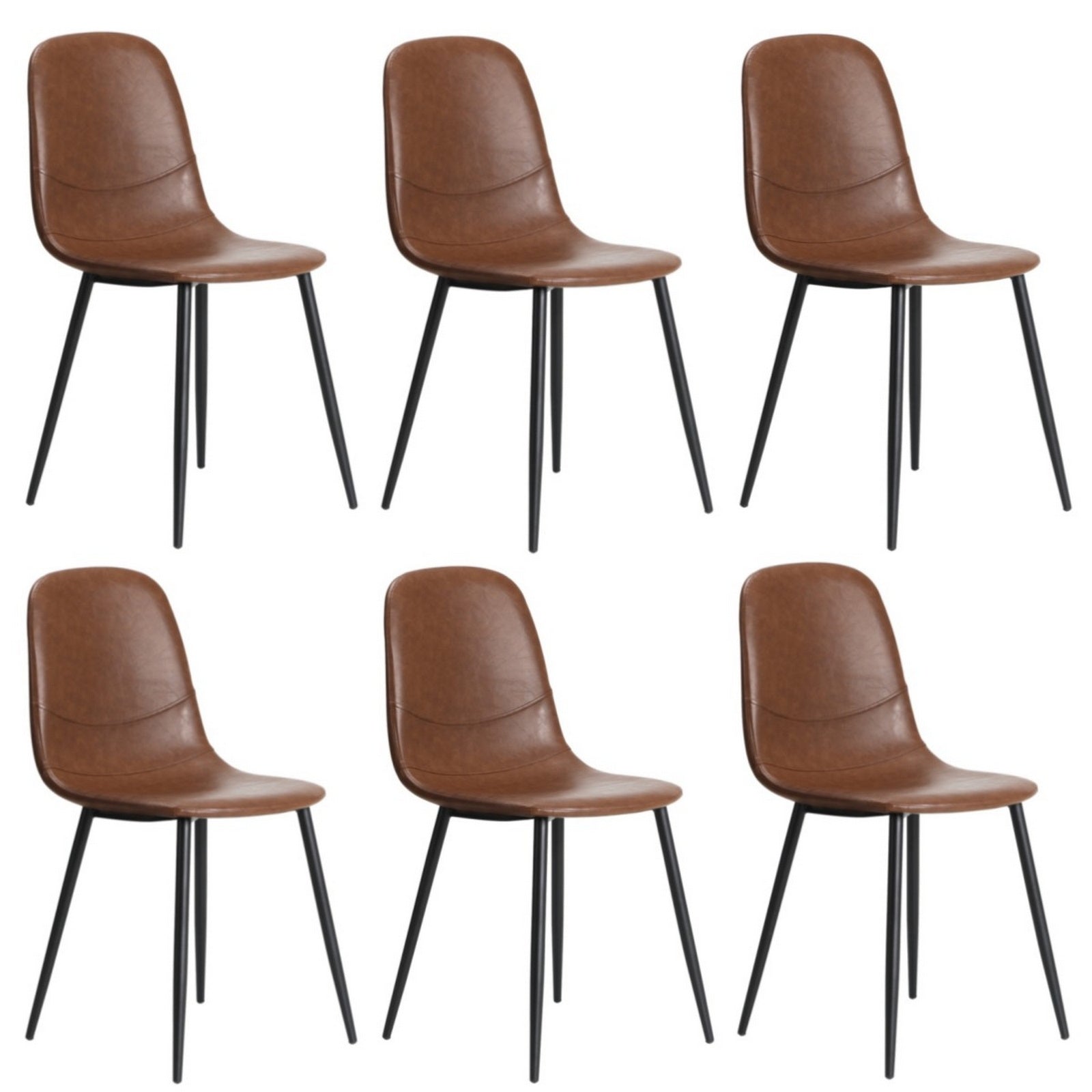 Oikiture Dining Chairs Kitchen Accent Chair Lounge Room PU Leather Brown - Sunyee