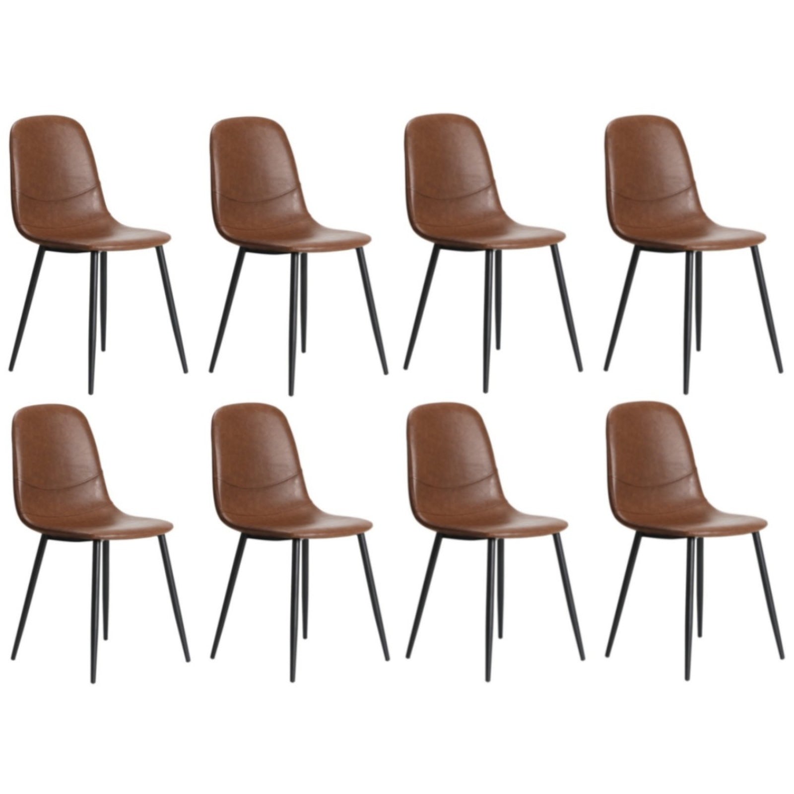Oikiture Dining Chairs Kitchen Accent Chair Lounge Room PU Leather Brown - Sunyee