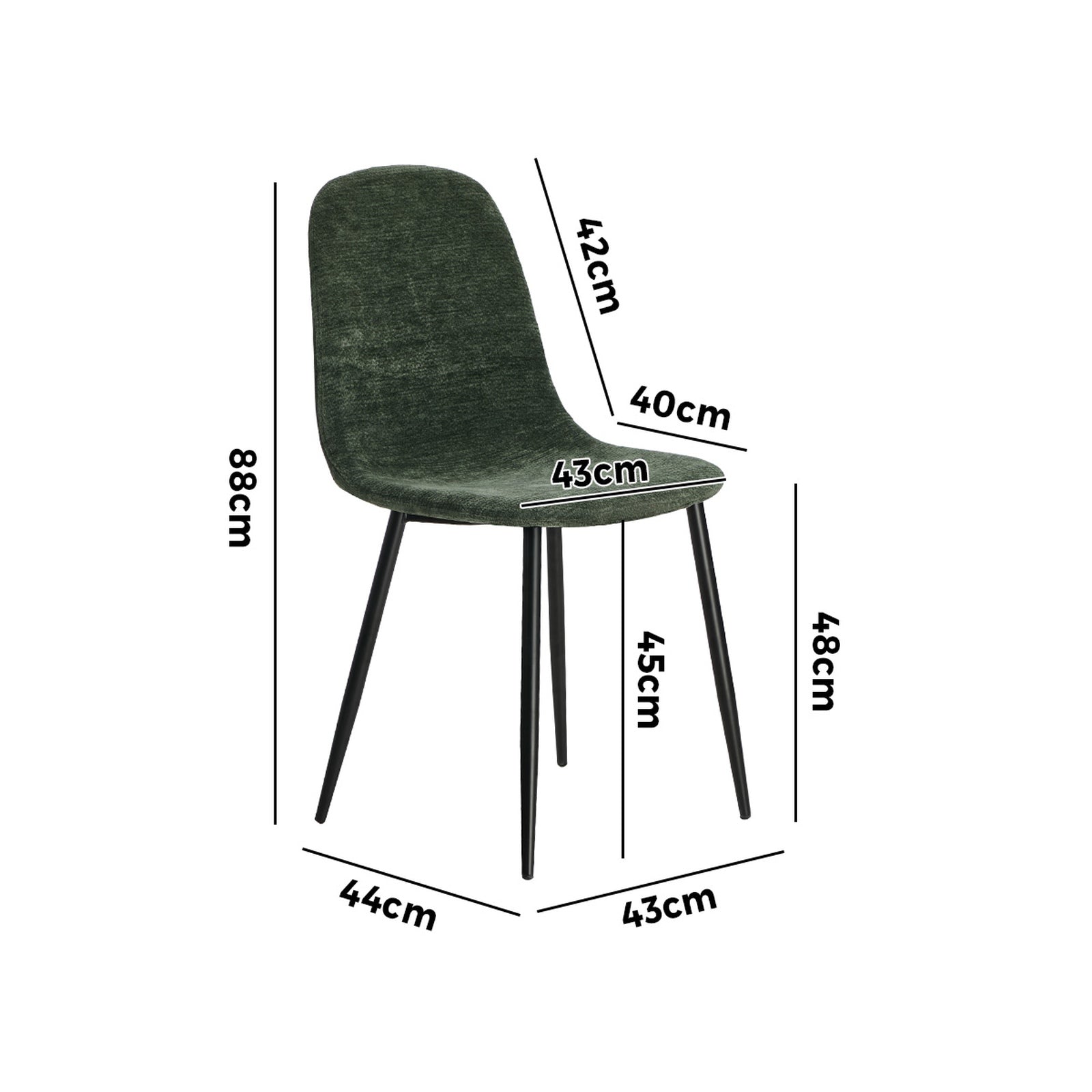 Oikiture 2x Dining Chairs Kitchen Accent Chair Lounge Room Chenille Green - Sunyee