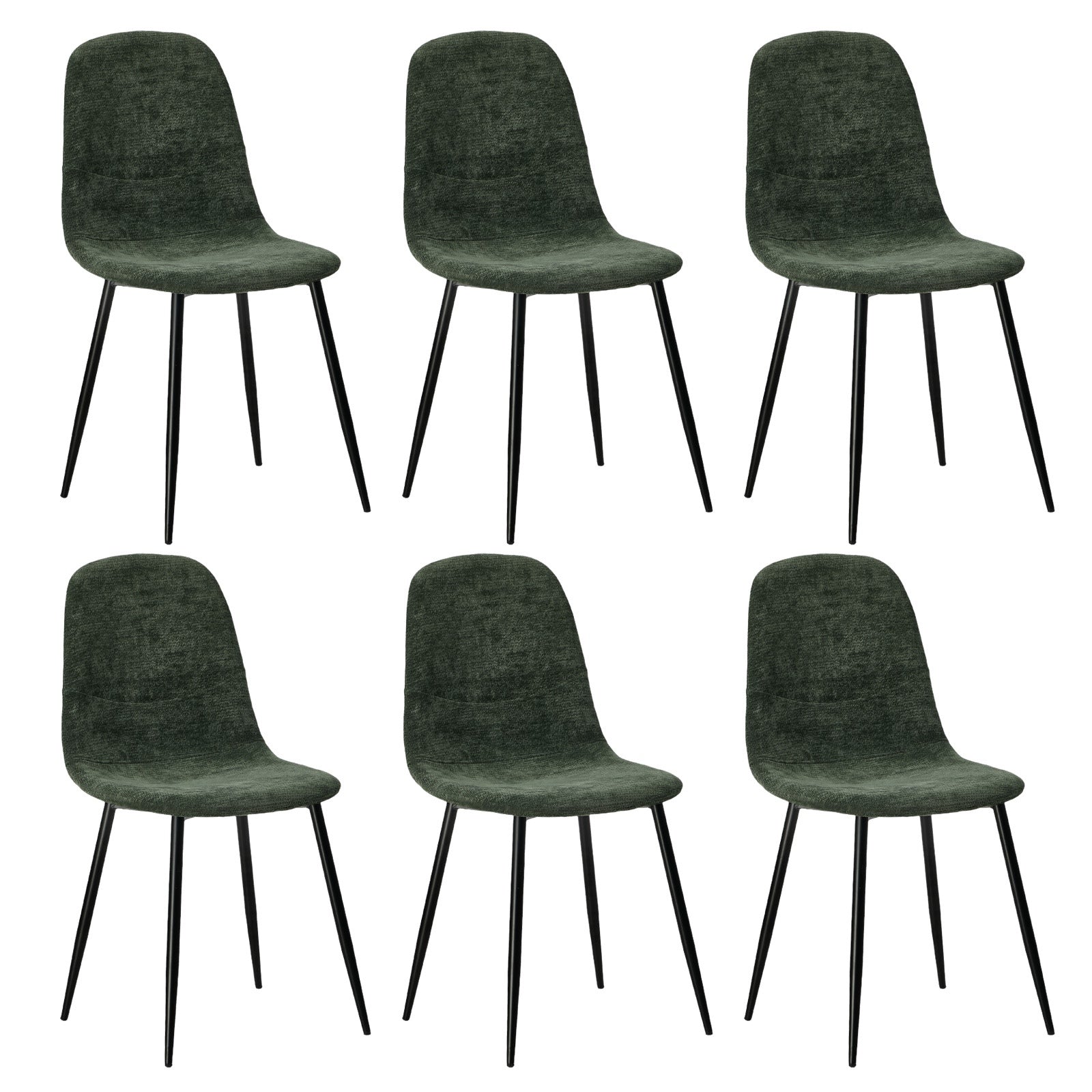 Oikiture 6x Dining Chairs Kitchen Accent Chair Lounge Room Chenille Green - Sunyee