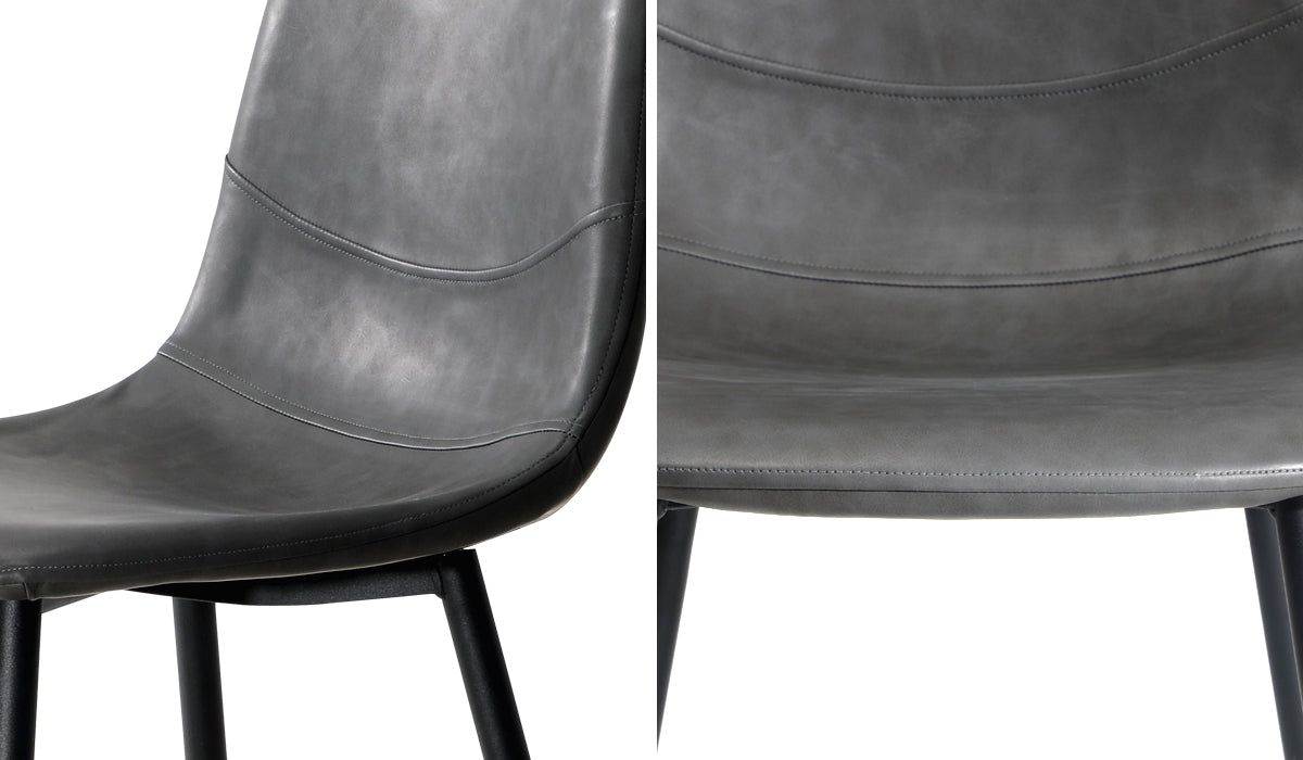 Oikiture Dining Chairs Kitchen Accent Chair Lounge Room PU Leather Grey - Sunyee