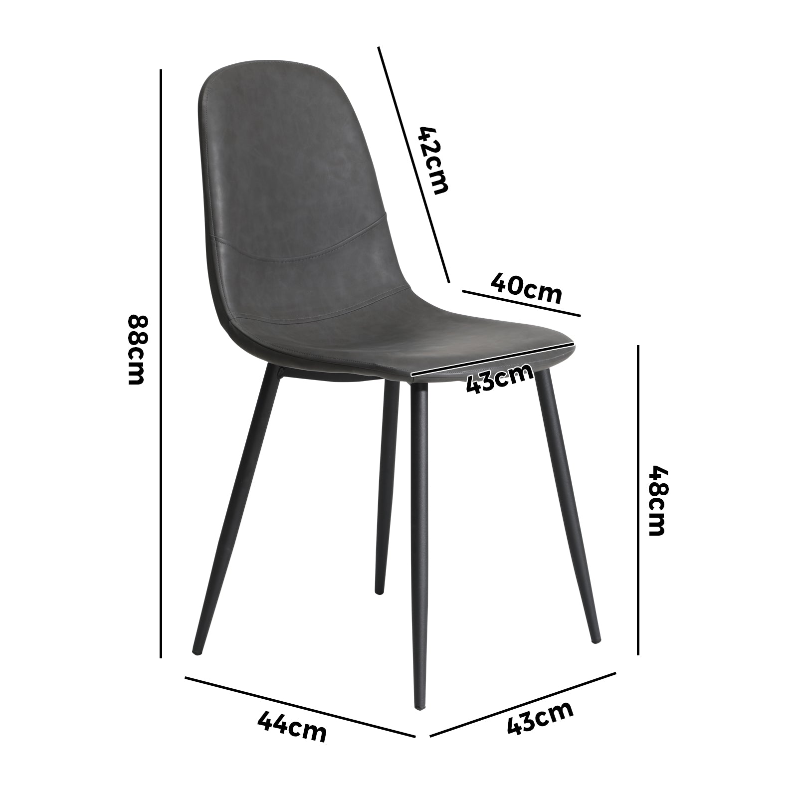 Oikiture 2x Dining Chairs Kitchen Accent Chair Lounge Room PU Leather Grey - Sunyee