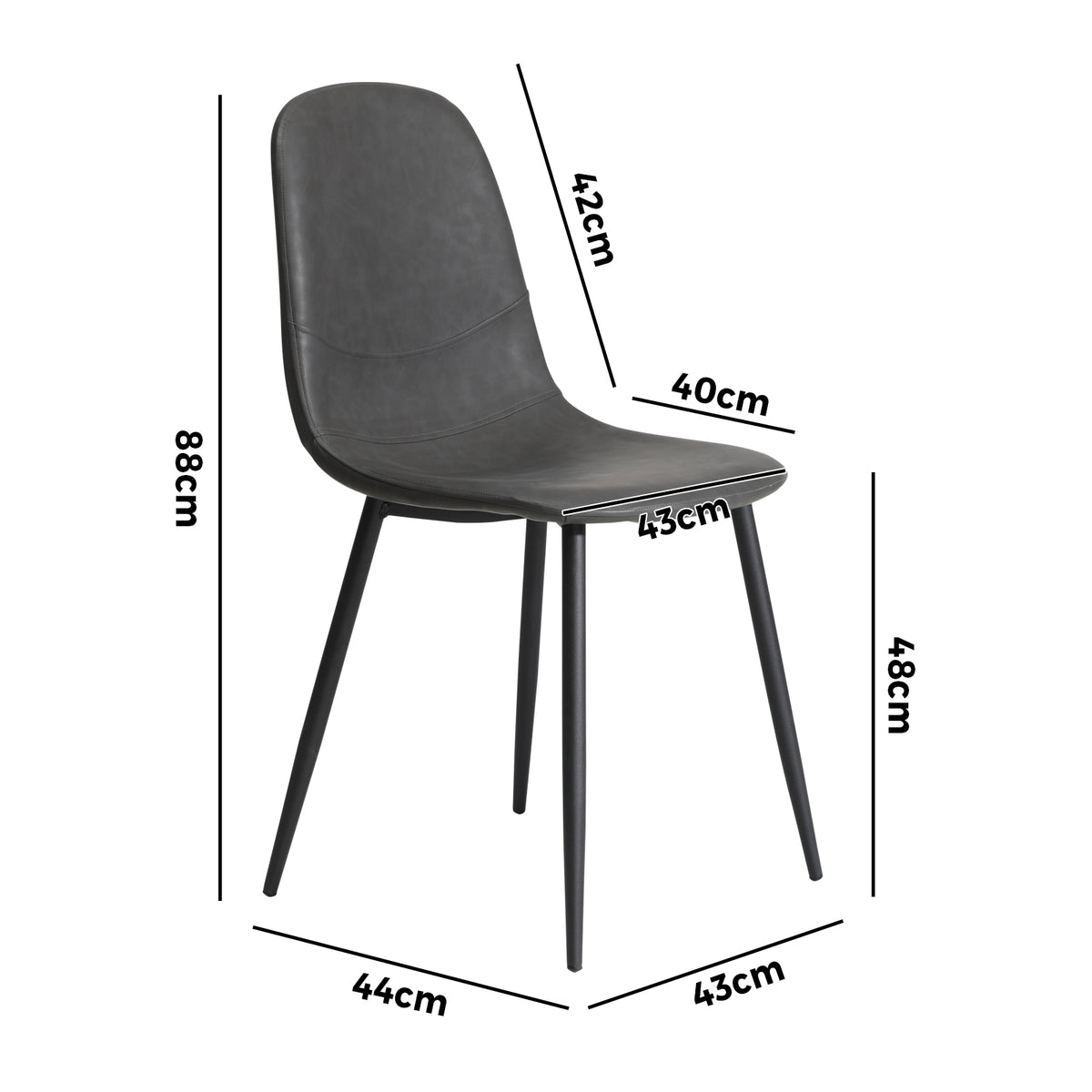 Oikiture Dining Chairs Kitchen Accent Chair Lounge Room PU Leather Grey - Sunyee