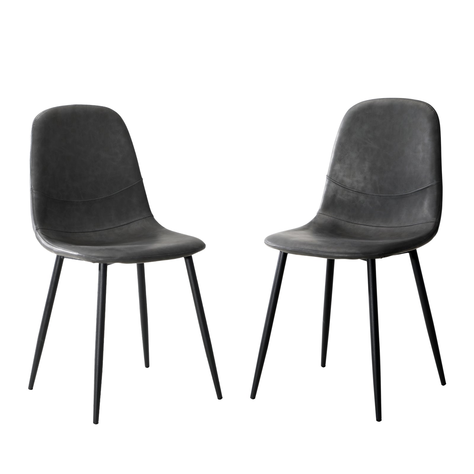 Oikiture 2x Dining Chairs Kitchen Accent Chair Lounge Room PU Leather Grey - Sunyee