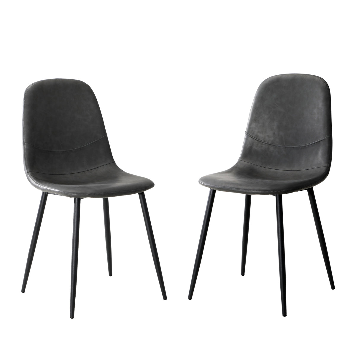 Oikiture Dining Chairs Kitchen Accent Chair Lounge Room PU Leather Grey - Sunyee