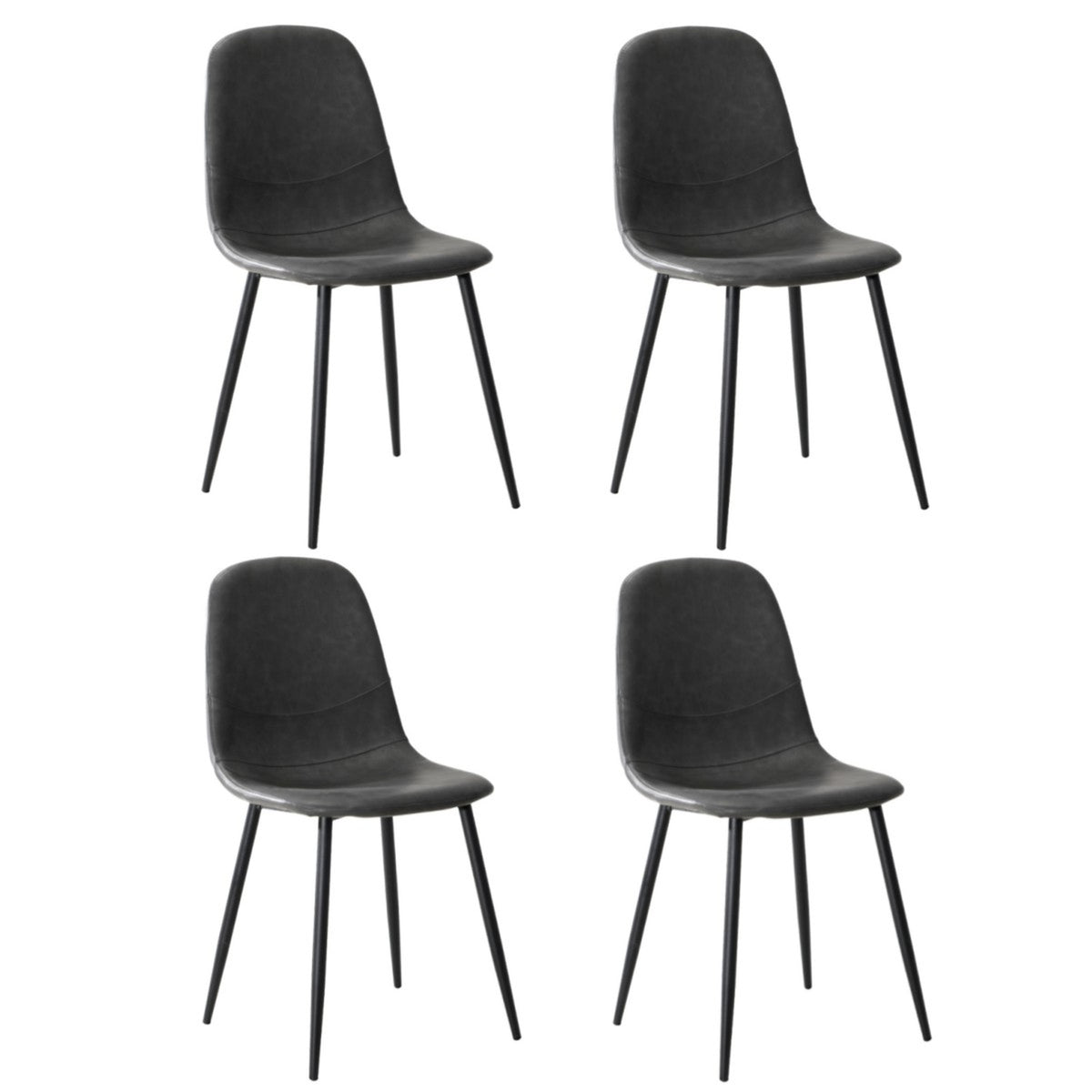 Oikiture Dining Chairs Kitchen Accent Chair Lounge Room PU Leather Grey - Sunyee