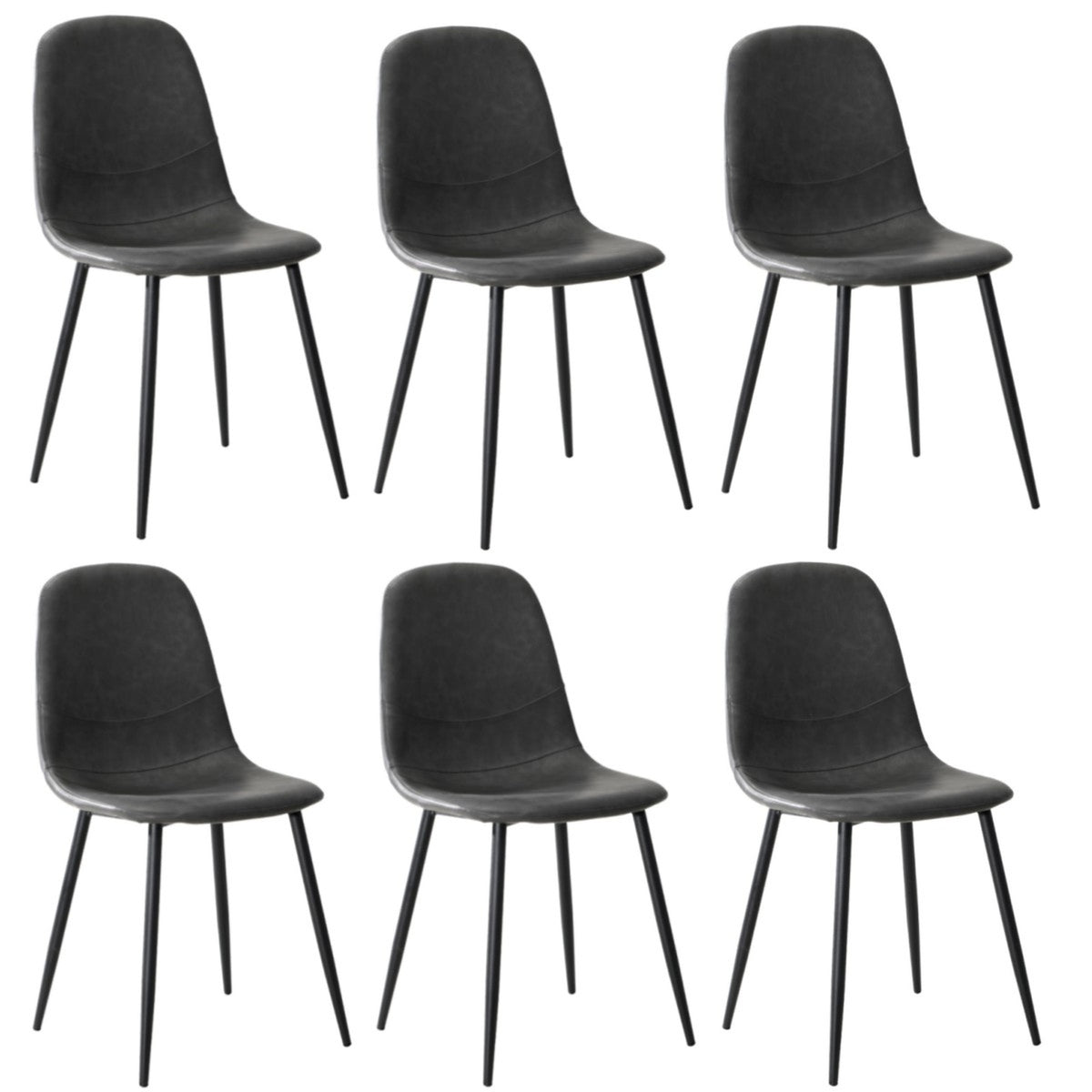 Oikiture Dining Chairs Kitchen Accent Chair Lounge Room PU Leather Grey - Sunyee