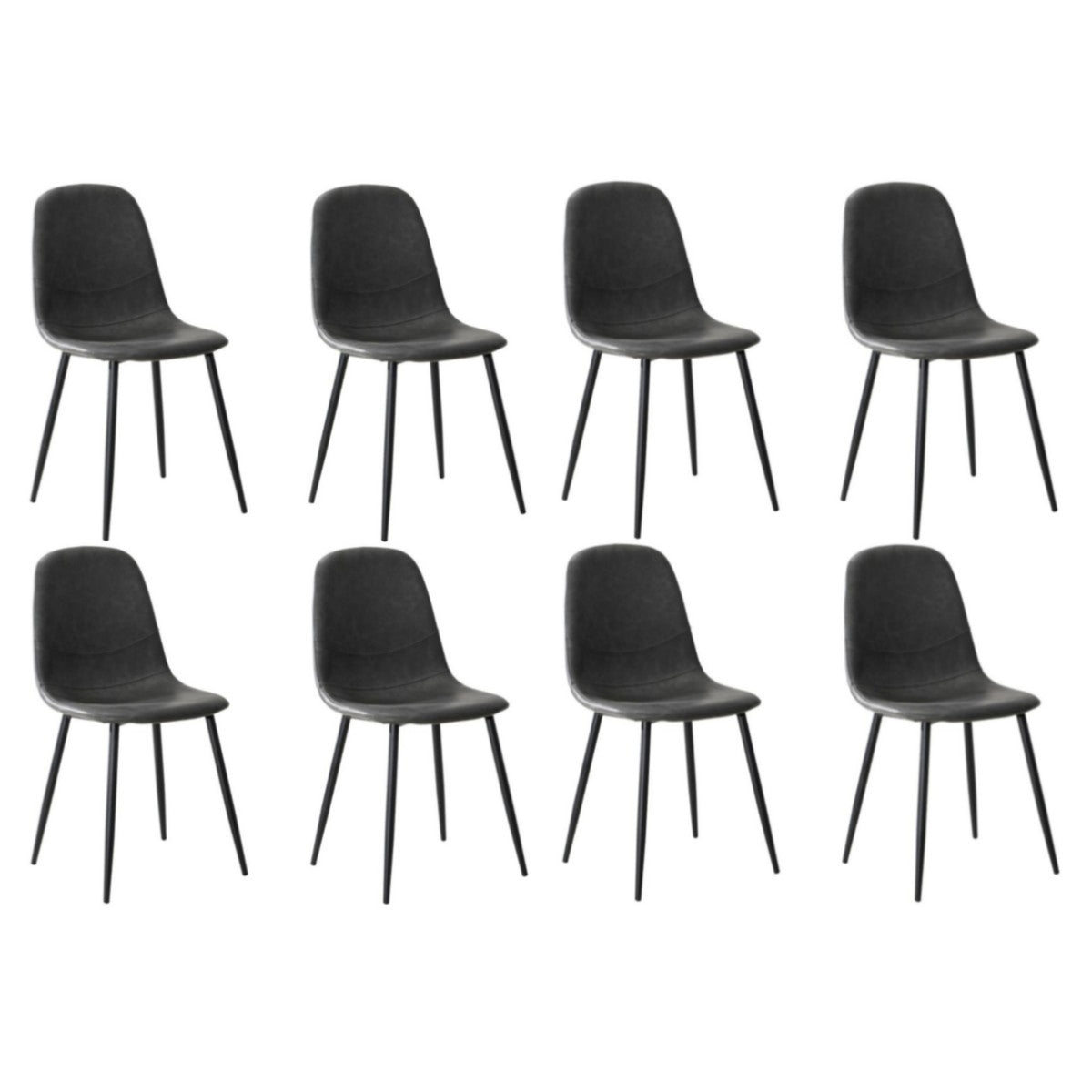 Oikiture Dining Chairs Kitchen Accent Chair Lounge Room PU Leather Grey - Sunyee