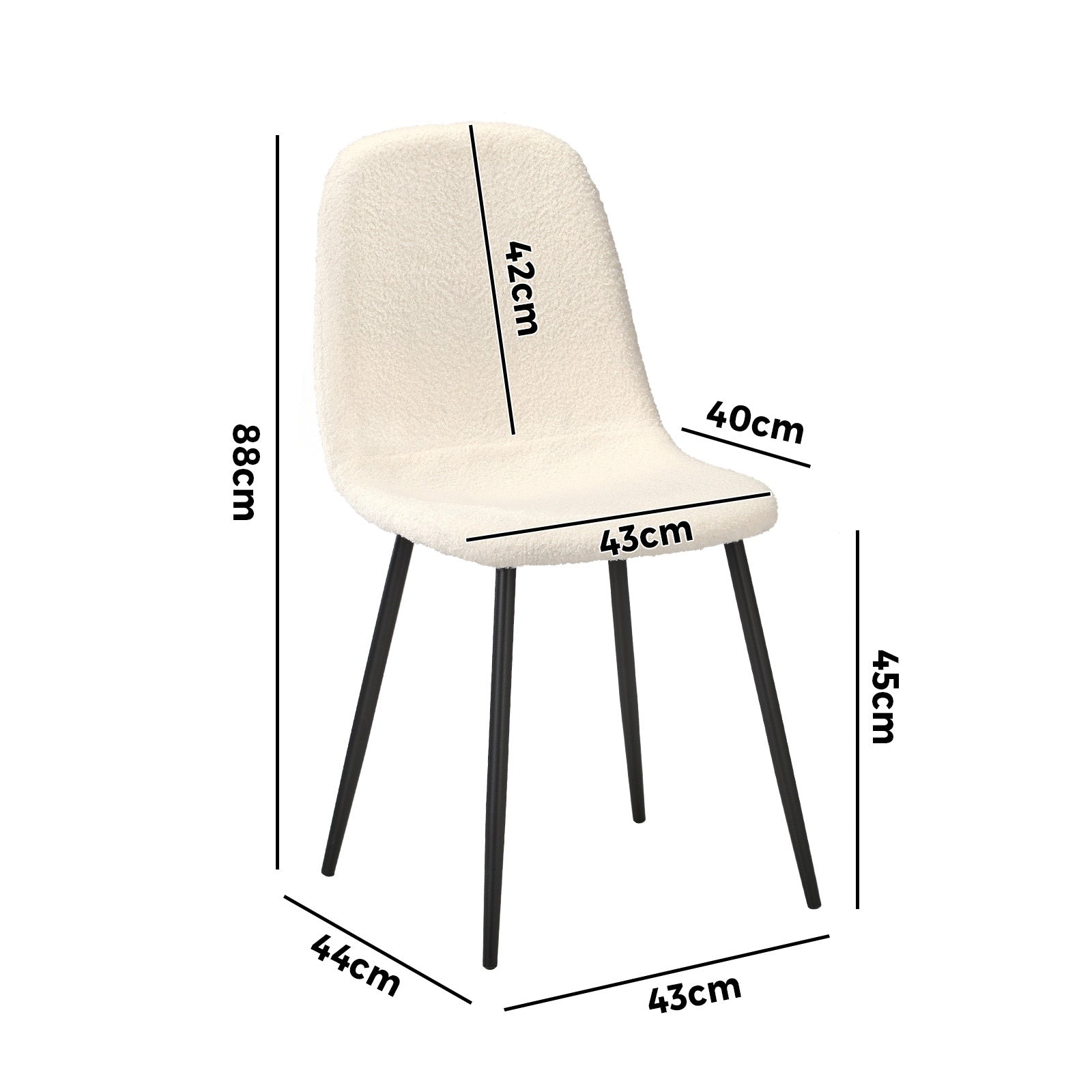 Oikiture Dining Chairs Kitchen Accent Chair Lounge Sherpa White and Black - Sunyee