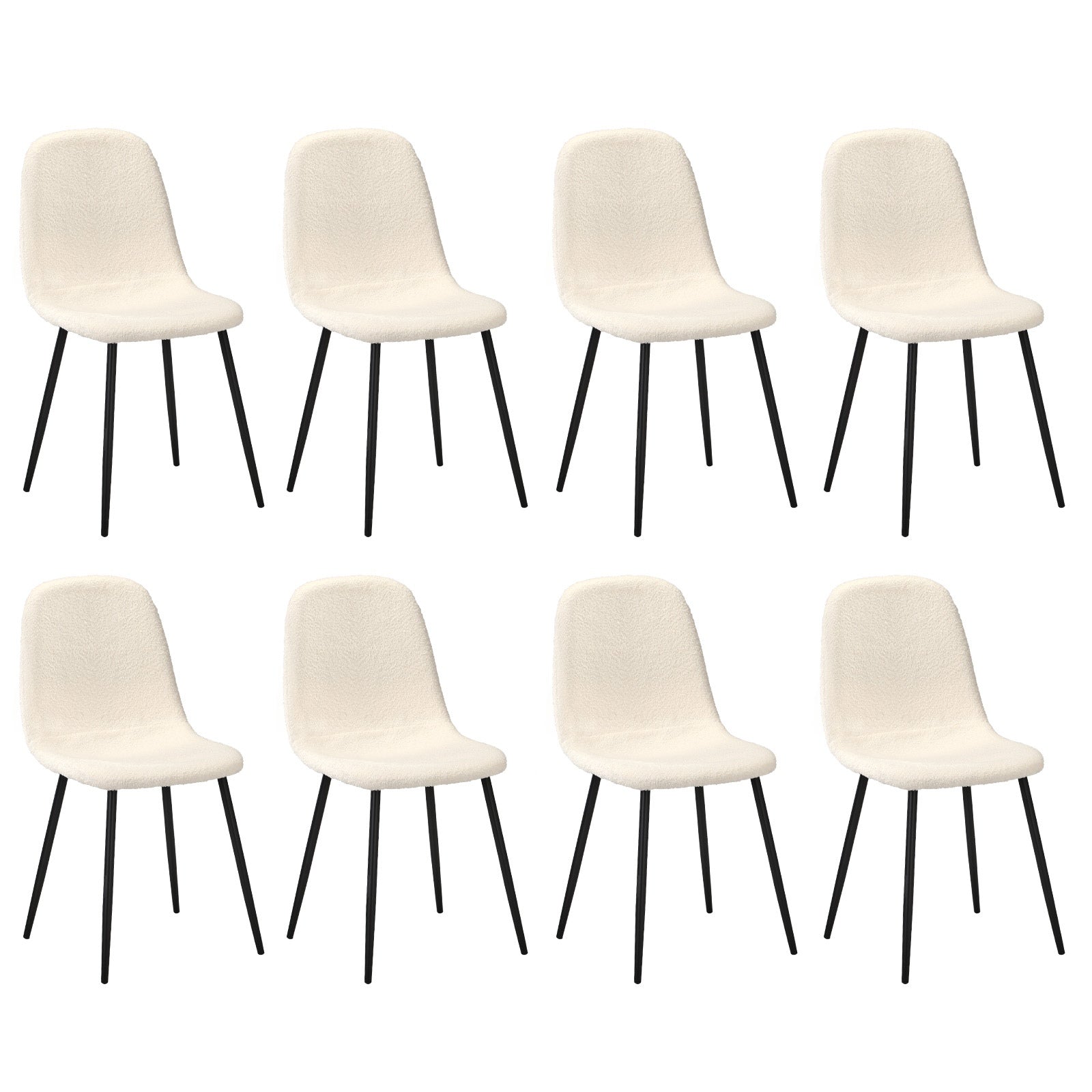 Oikiture Dining Chairs Kitchen Accent Chair Lounge Sherpa White and Black - Sunyee