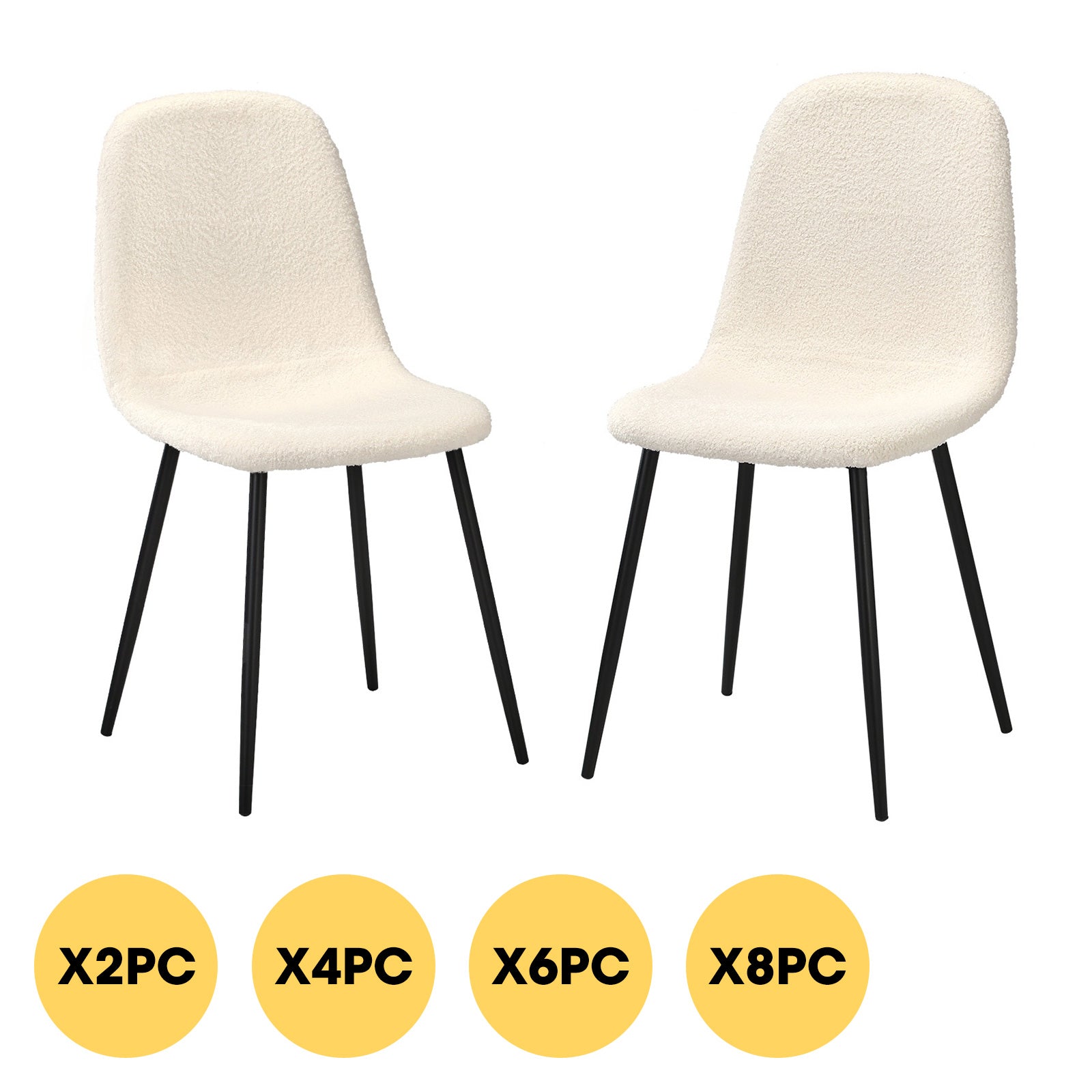 Oikiture Dining Chairs Kitchen Accent Chair Lounge Sherpa White and Black - Sunyee