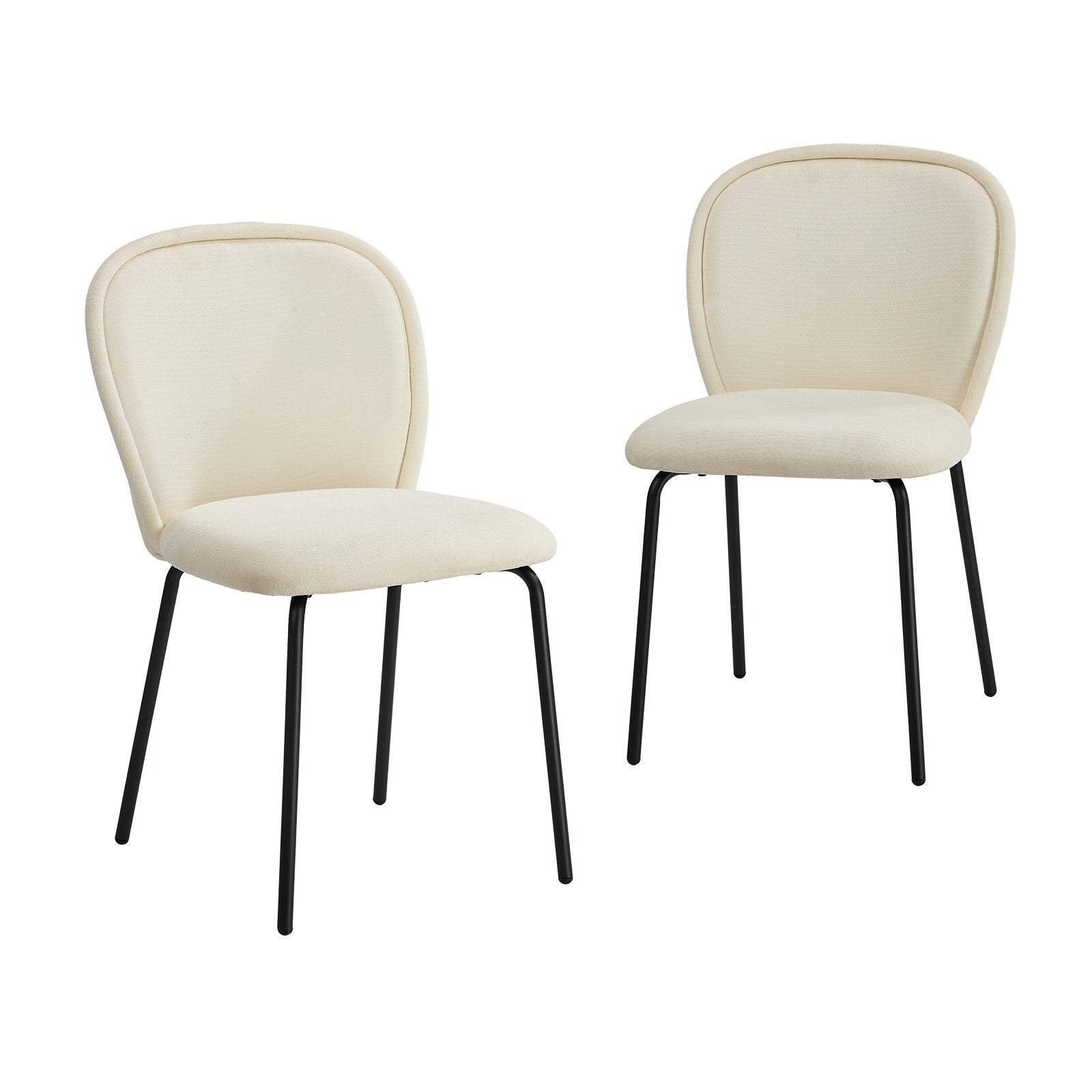 Oikiture 2x Dining Chairs Kitchen Accent Chairs Chenille Pad Metal Legs - Sunyee