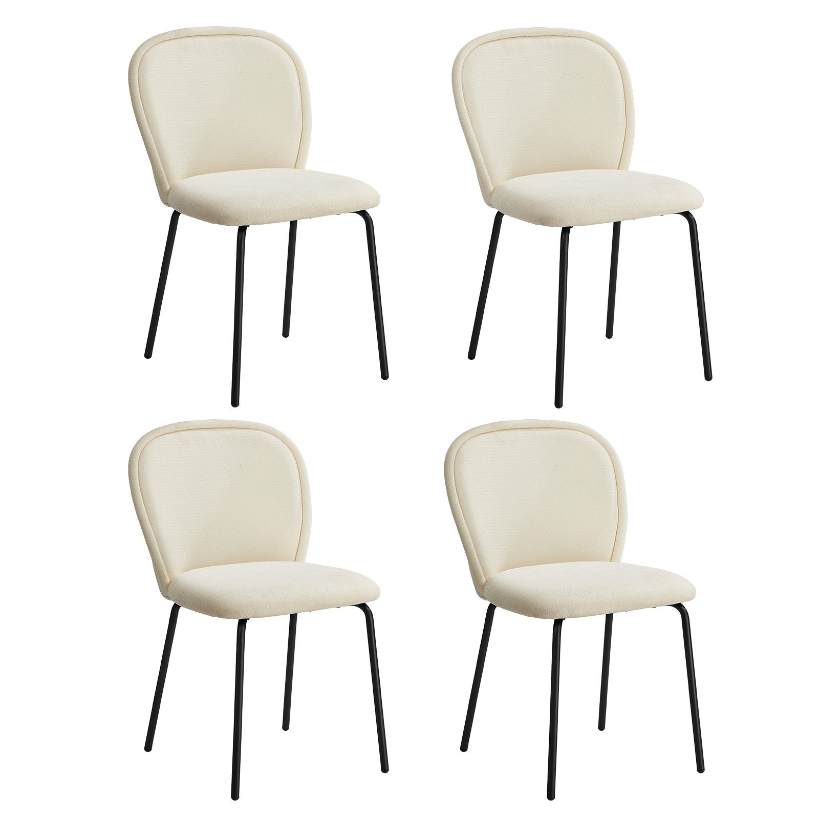 Oikiture 4x Dining Chairs Kitchen Accent Chairs Chenille Pad Metal Legs Beige - Sunyee