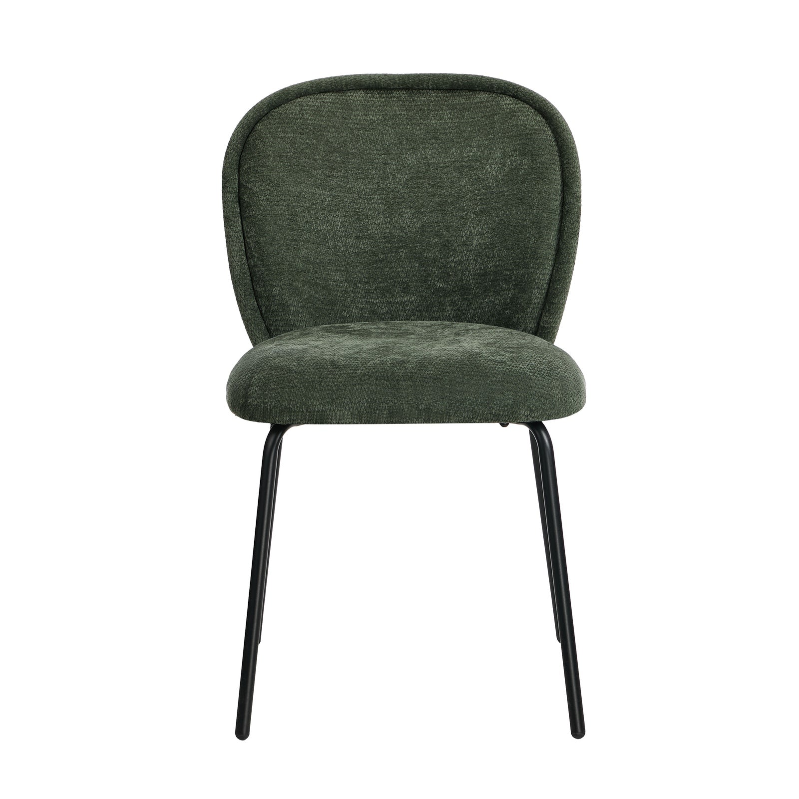 Oikiture 2x Dining Chairs Kitchen Accent Chairs Chenille Pad Metal Legs Green - Sunyee