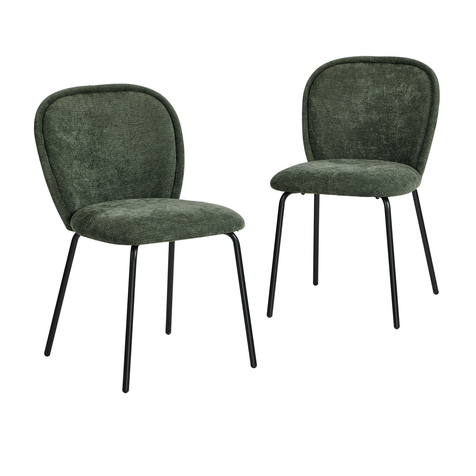 Oikiture 2x Dining Chairs Kitchen Accent Chairs Chenille Pad Metal Legs - Sunyee