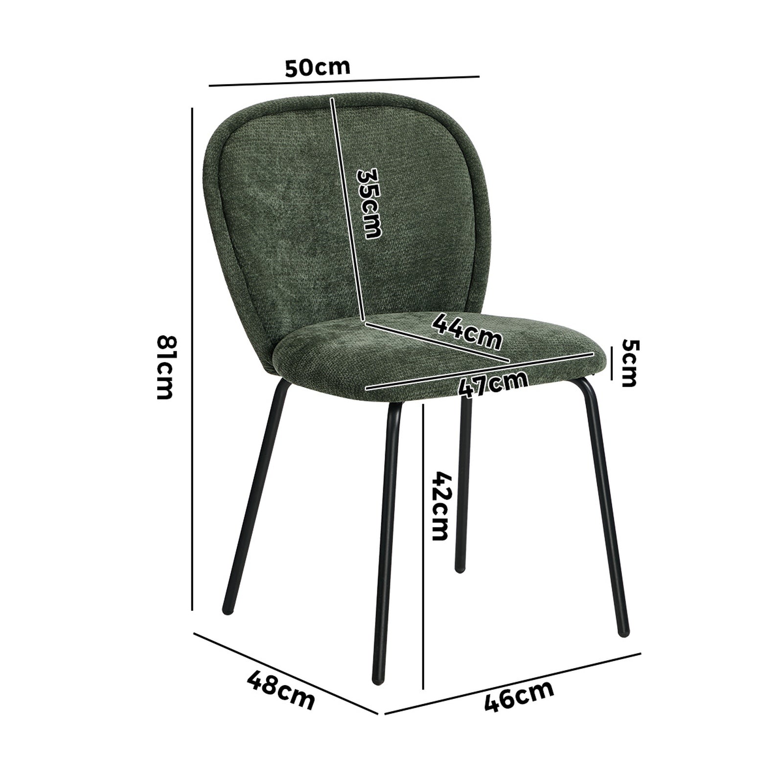 Oikiture 6x Dining Chairs Kitchen Accent Chairs Chenille Pad Metal Legs Green - Sunyee