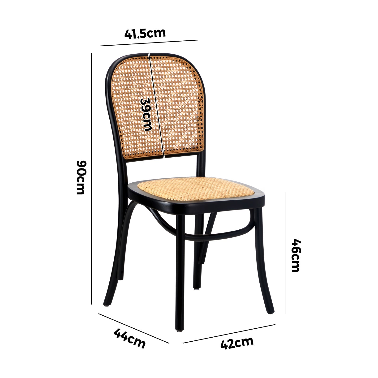 Oikiture Dining Chairs Wooden Chairs Rattan Accent Chair Black - Sunyee