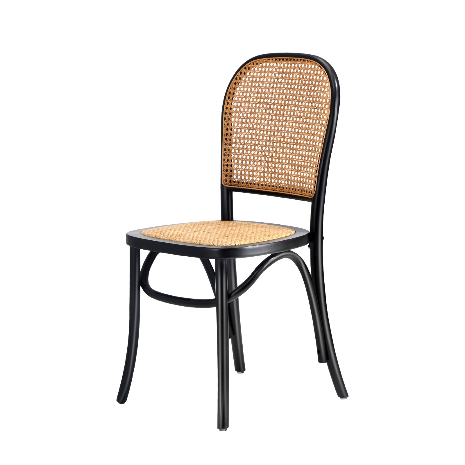 Oikiture Dining Chairs Wooden Chairs Rattan Accent Chair Black - Sunyee