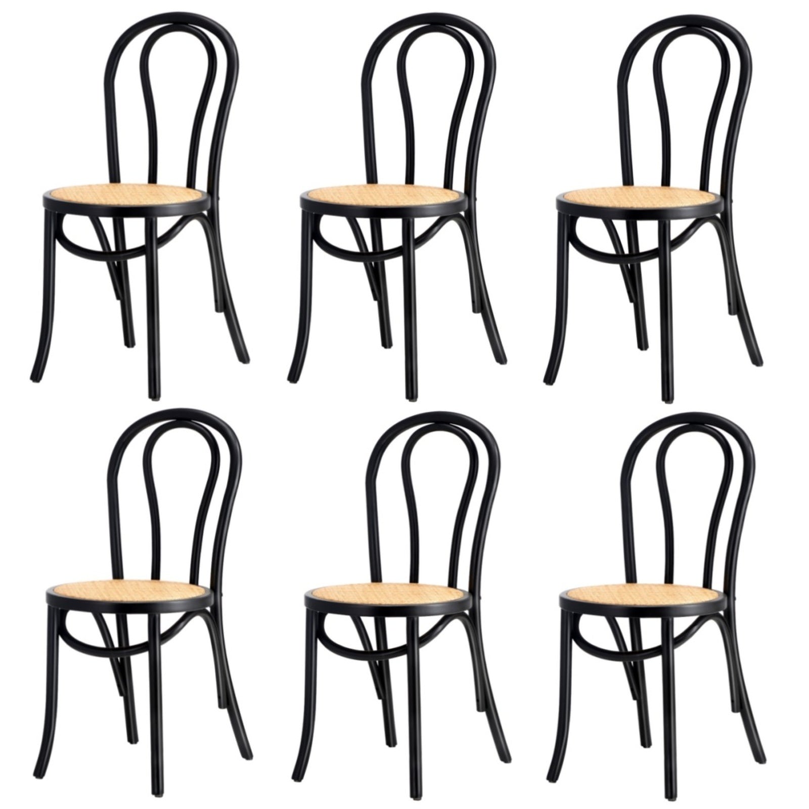 Oikiture 2/4/6PCS Dining Chair Solid Wood & Ratan Seat 3 Style - Sunyee