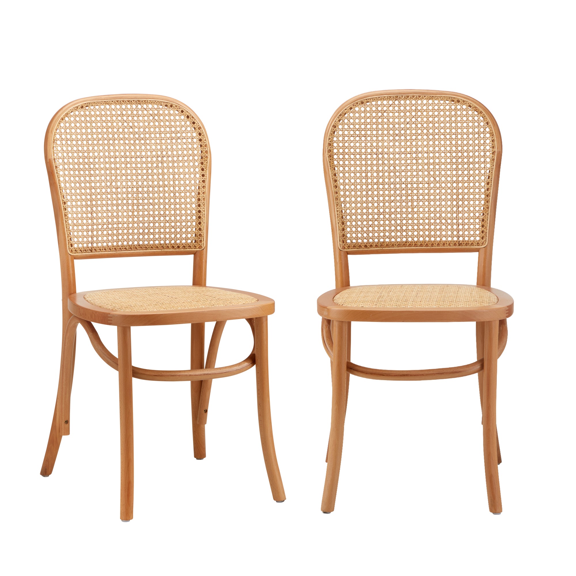 Oikiture 2PCS Dining Chairs Wooden Chairs Rattan Accent Chair Beige - Sunyee