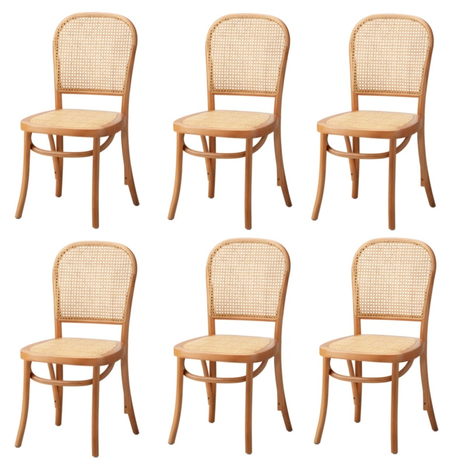 Oikiture 2/4/6PCS Dining Chair Solid Wood & Ratan Seat 3 Style - Sunyee