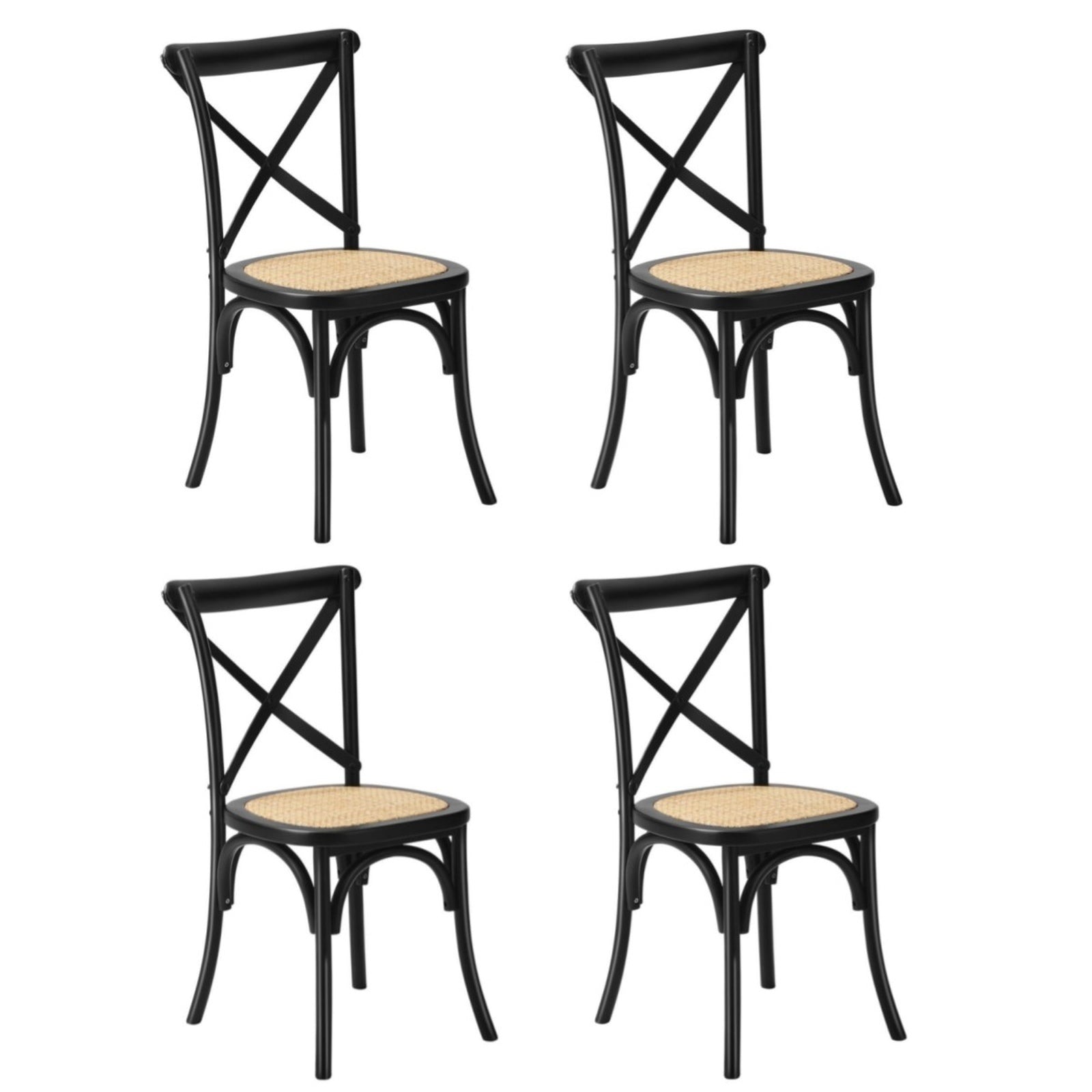 Oikiture 2/4/6PCS Dining Chair Solid Wood & Ratan Seat 3 Style - Sunyee