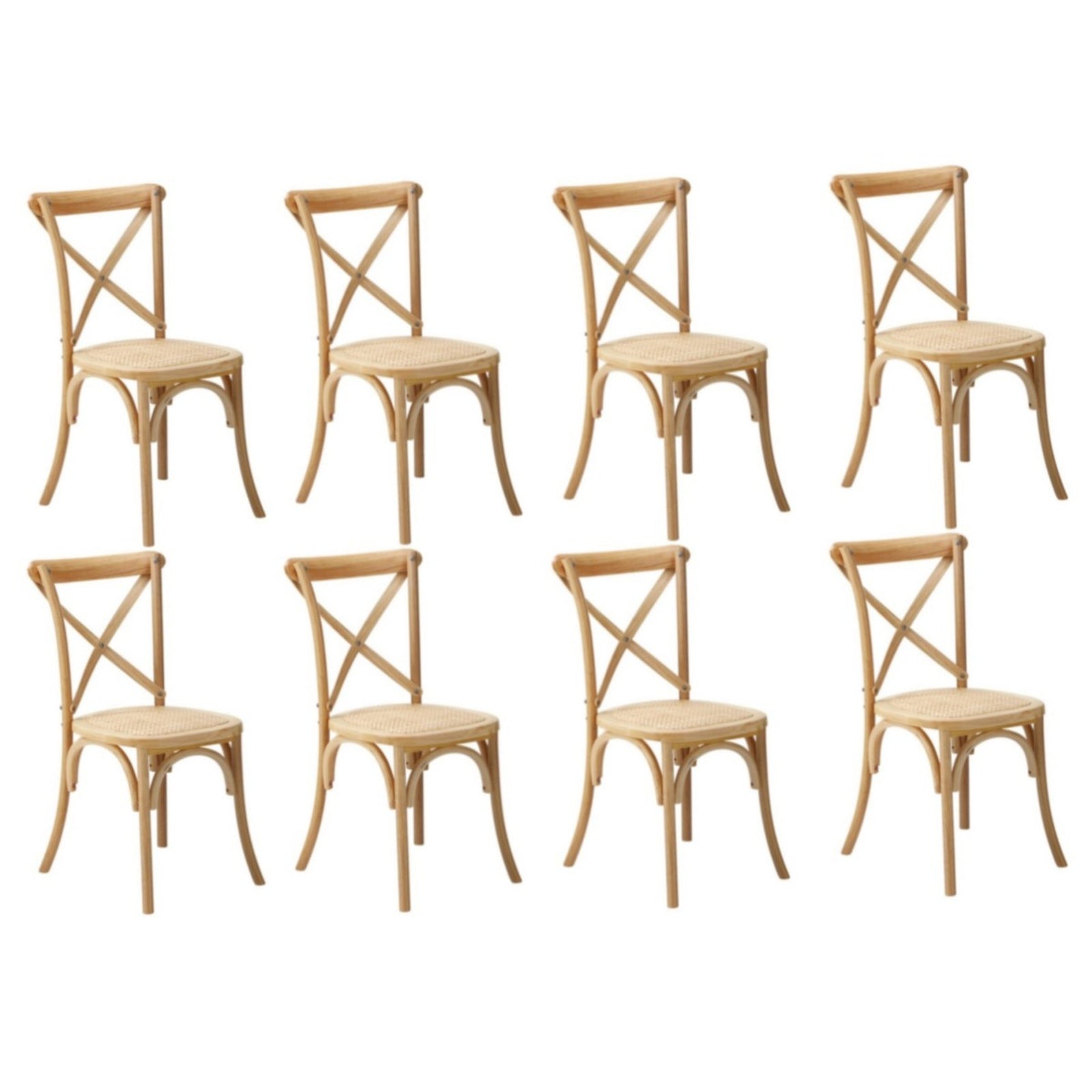 Oikiture Crossback Dining Chair Solid Birch Timber Wood Ratan Seat Wooden - Sunyee