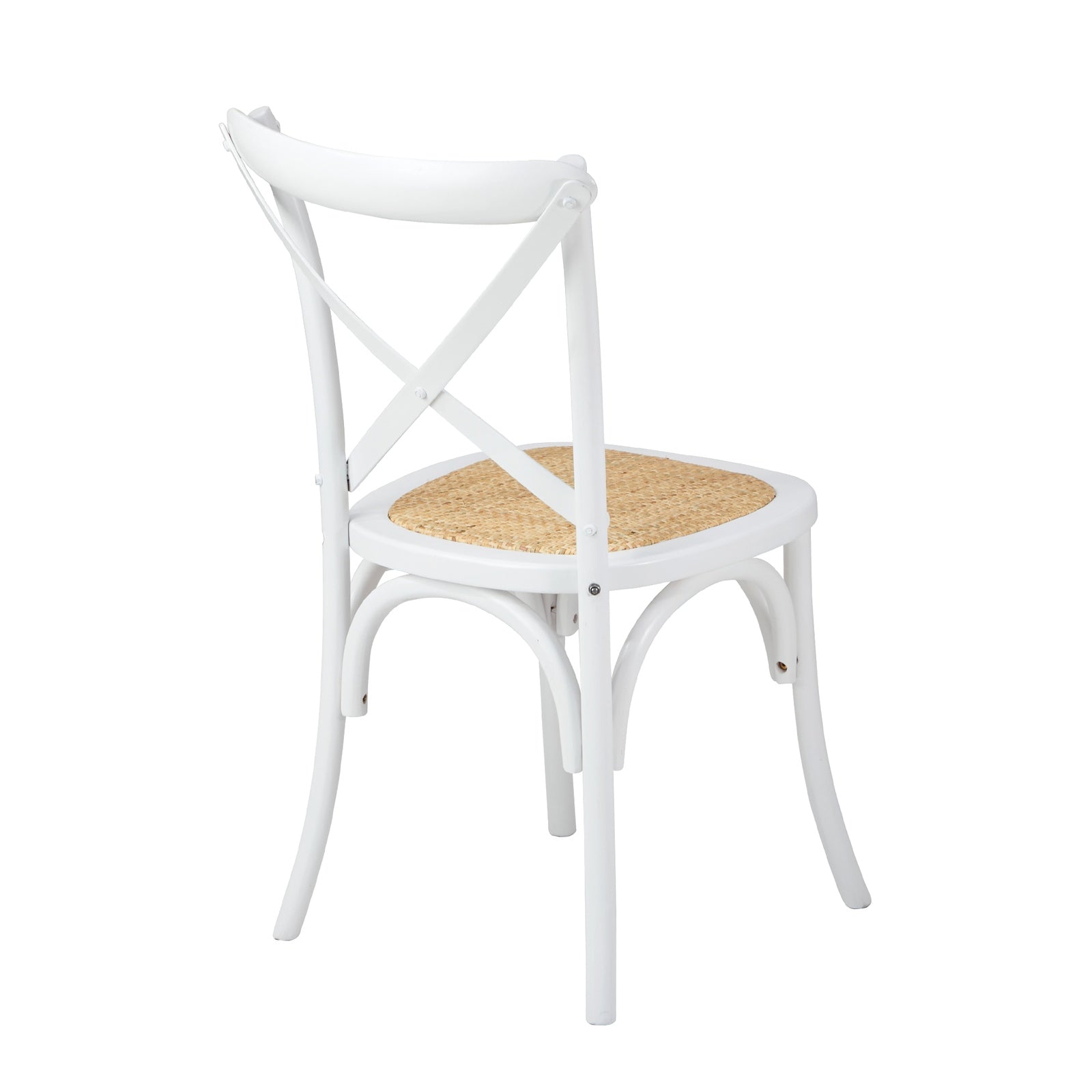 Oikiture 2PCS Crossback Dining Chair Solid Birch Timber Wood Ratan Seat White - Sunyee