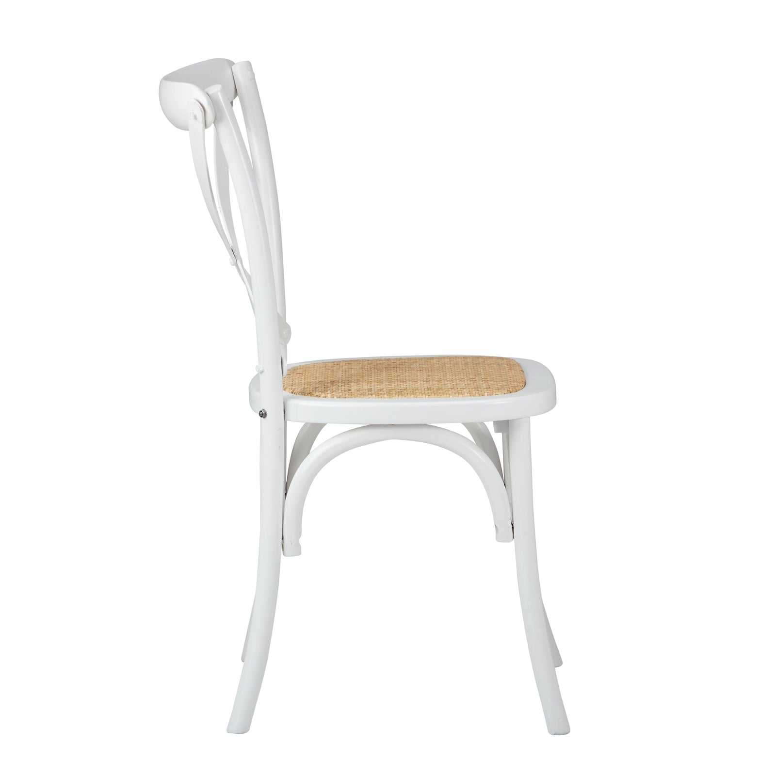 Oikiture 2PCS Crossback Dining Chair Solid Birch Timber Wood Ratan Seat White - Sunyee