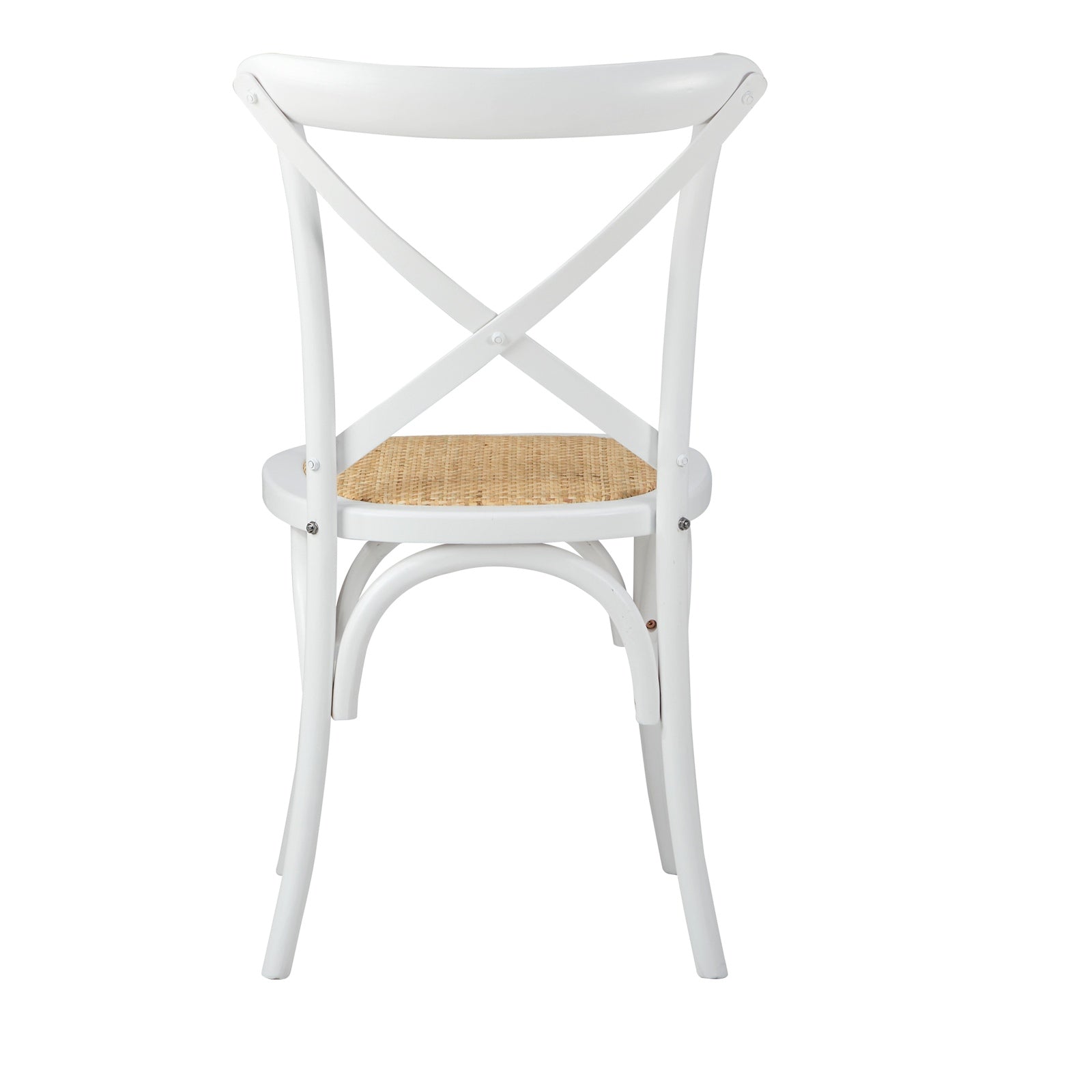 Oikiture 2PCS Crossback Dining Chair Solid Birch Timber Wood Ratan Seat White - Sunyee