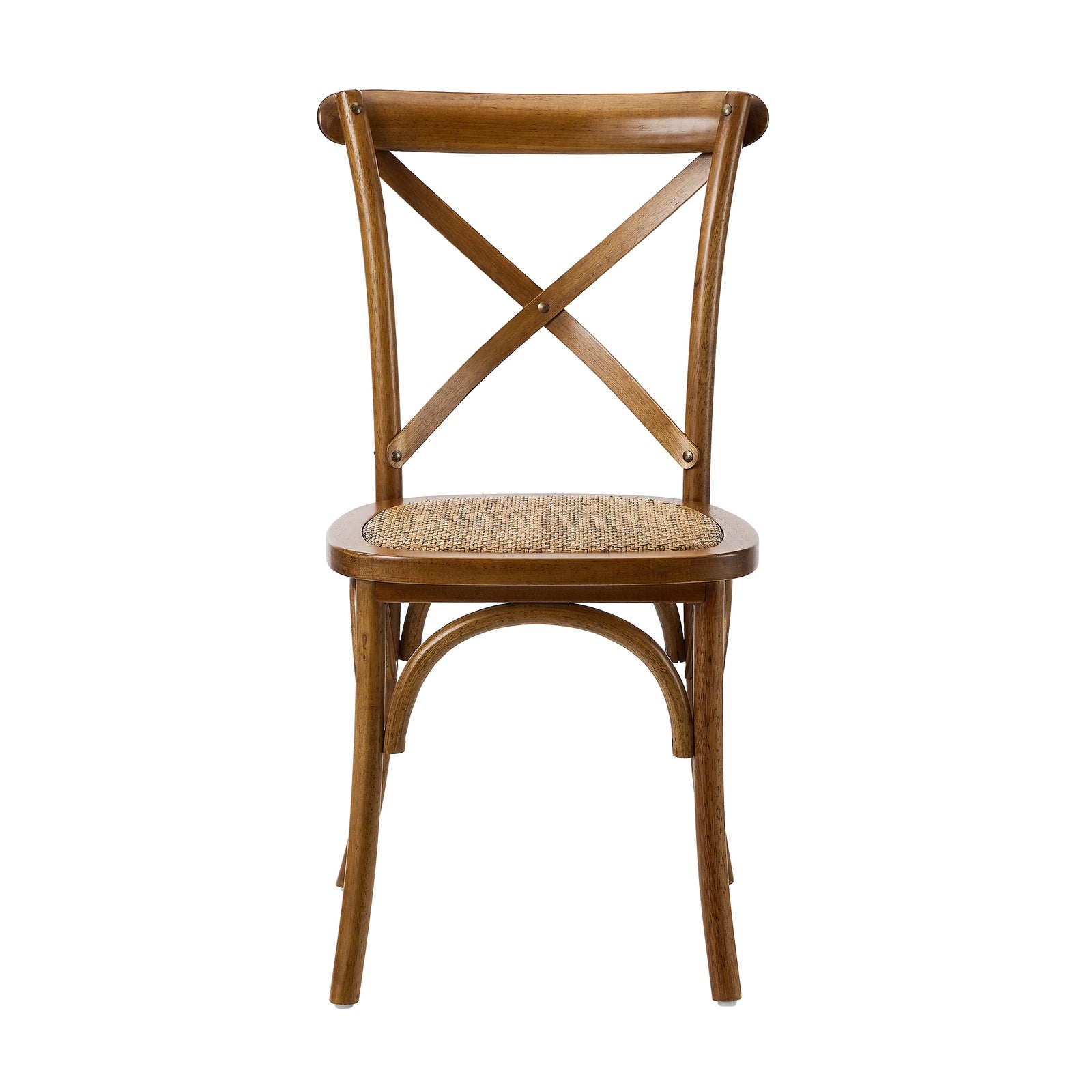 Oikiture 2PCS Crossback Dining Chair Solid Birch Timber Wood Rattan Seat Walnut - Sunyee
