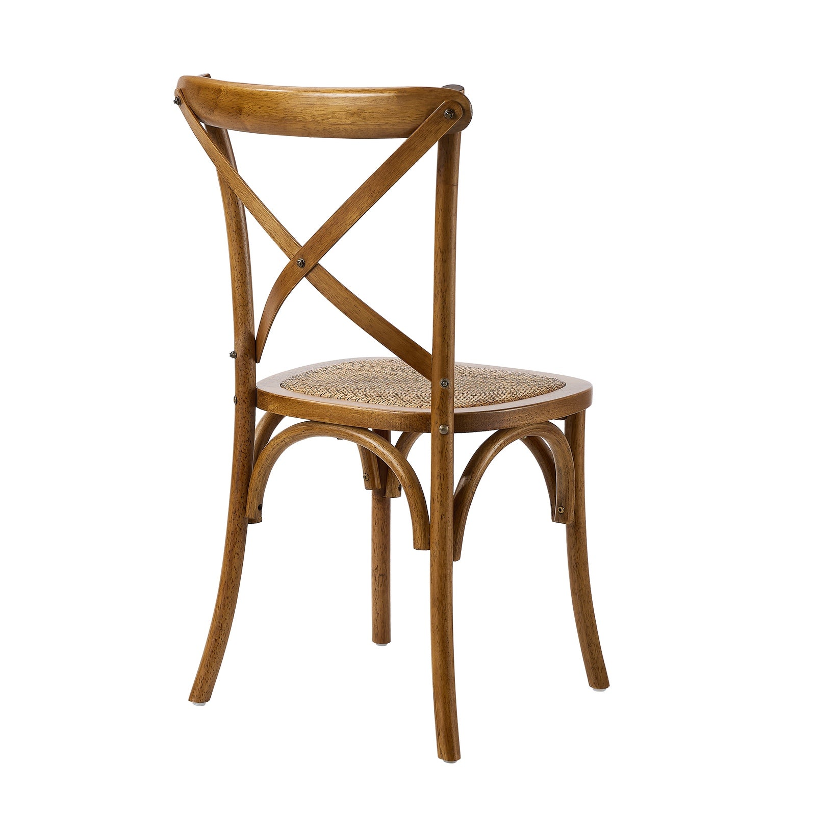 Oikiture 6PCS Crossback Dining Chair Solid Birch Timber Wood Rattan Seat Walnut - Sunyee