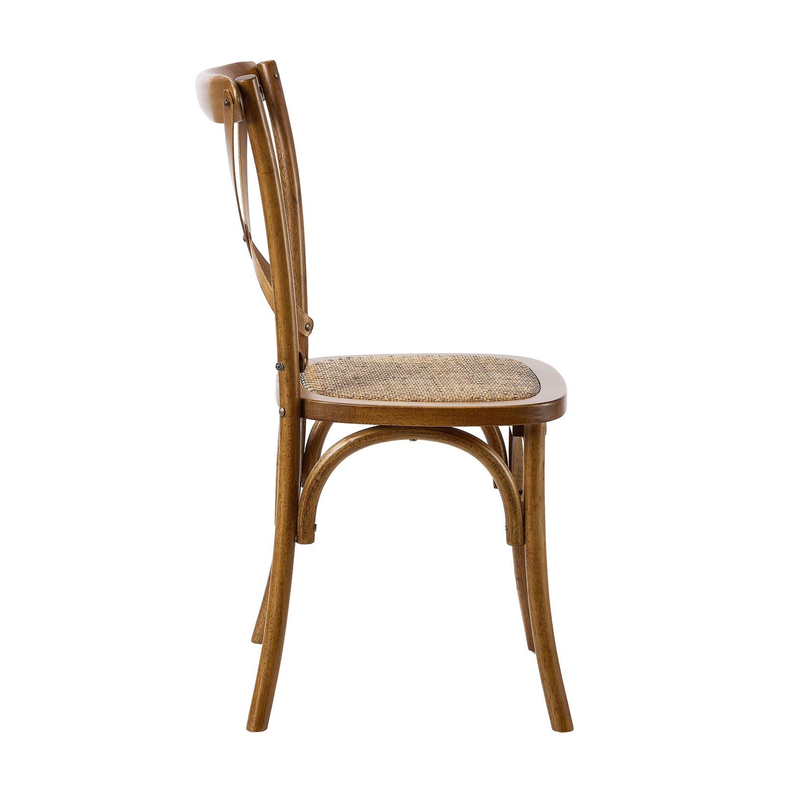 Oikiture 6PCS Crossback Dining Chair Solid Birch Timber Wood Rattan Seat Walnut - Sunyee