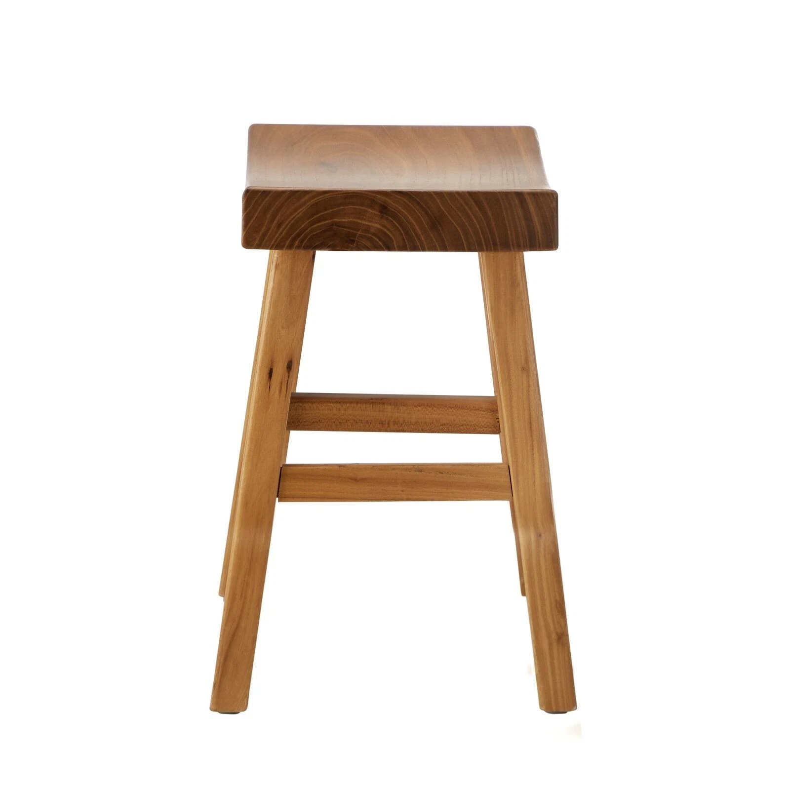 Oikiture 2x Wooden Stool Elm Wood Kitchen Dining Stool Café Seat Natural Timber