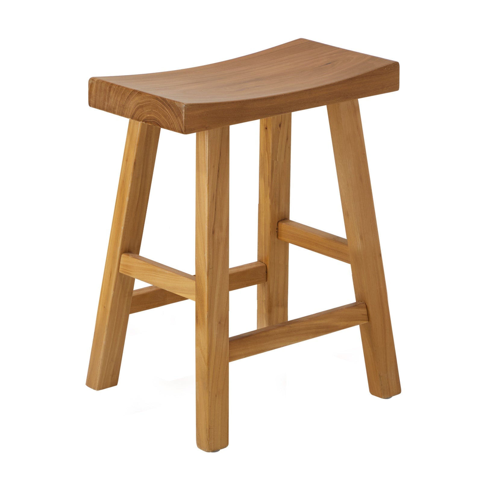 Oikiture Wooden Stool Elm Wood Kitchen Dining Stool Caf¨¦ Seat Natural Timber