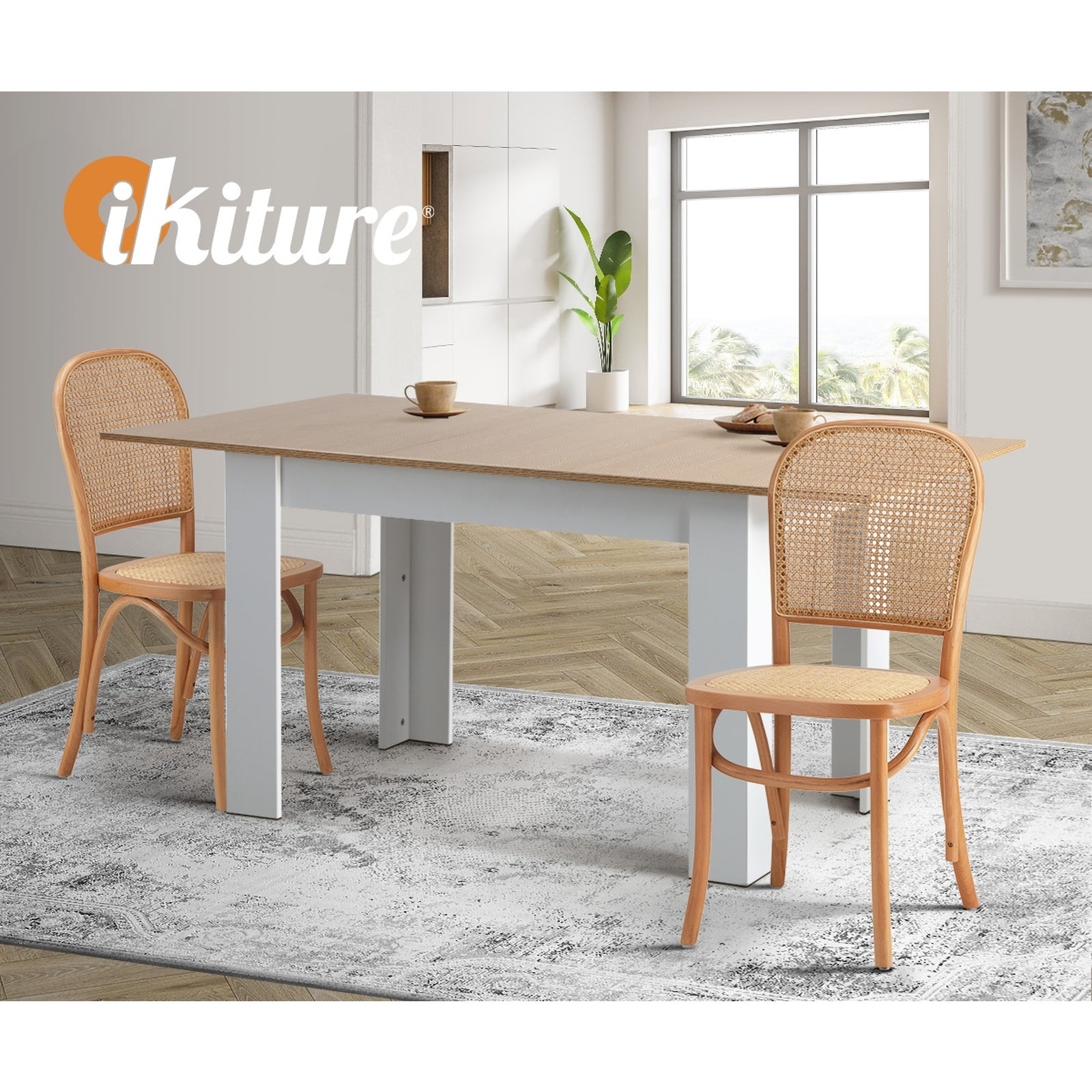 Oikiture 2/4/6PCS Dining Chair Solid Wood & Ratan Seat 3 Style - Sunyee